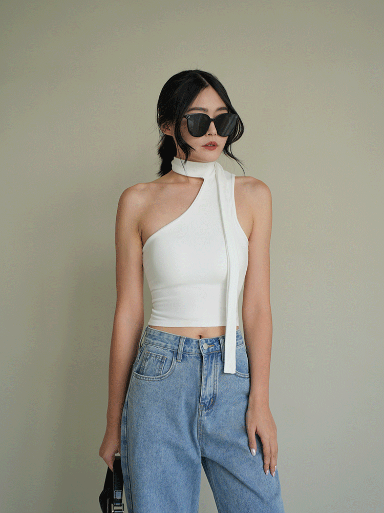 綁帶造型單肩BRA TOP
