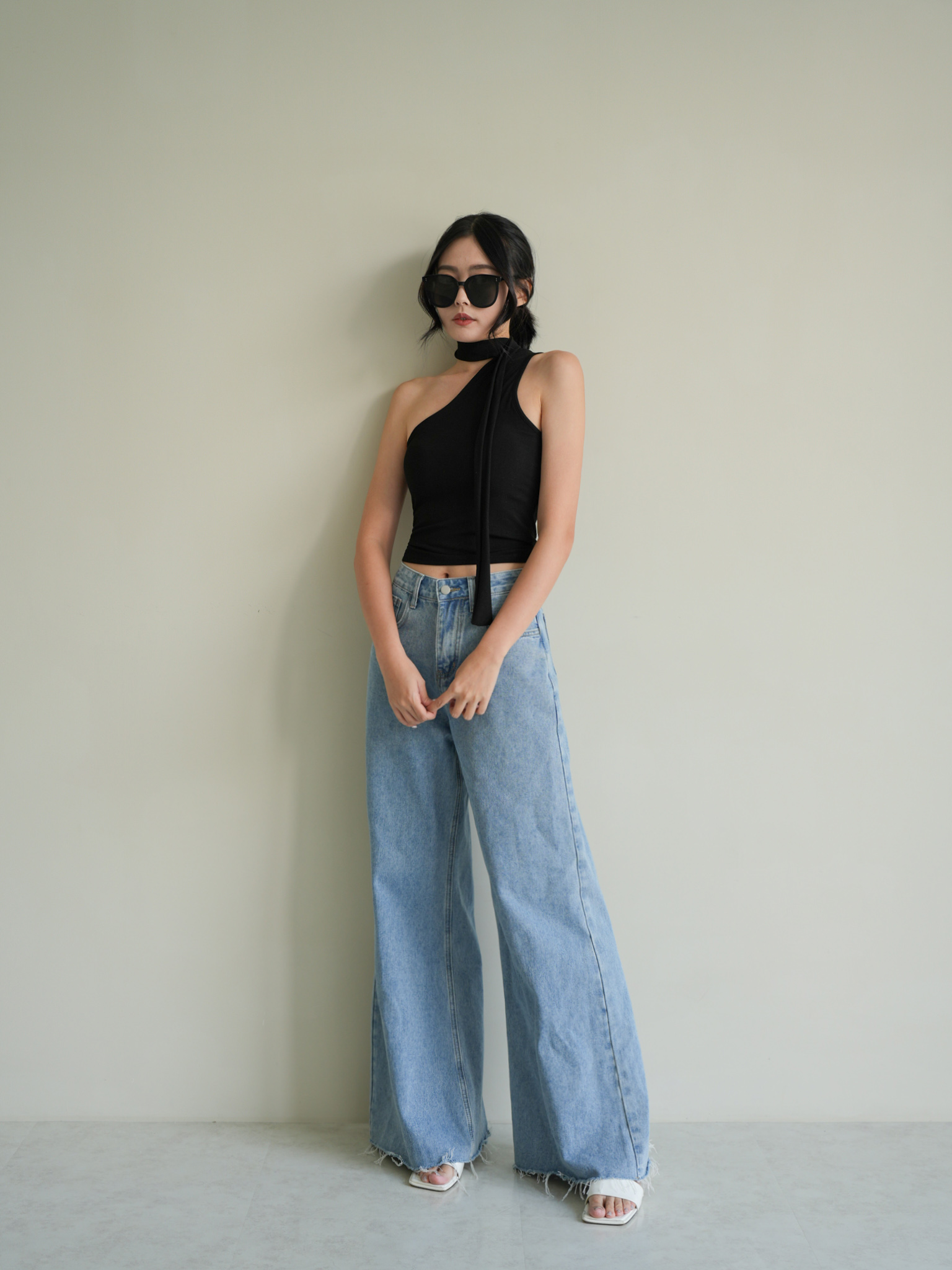 綁帶造型單肩BRA TOP