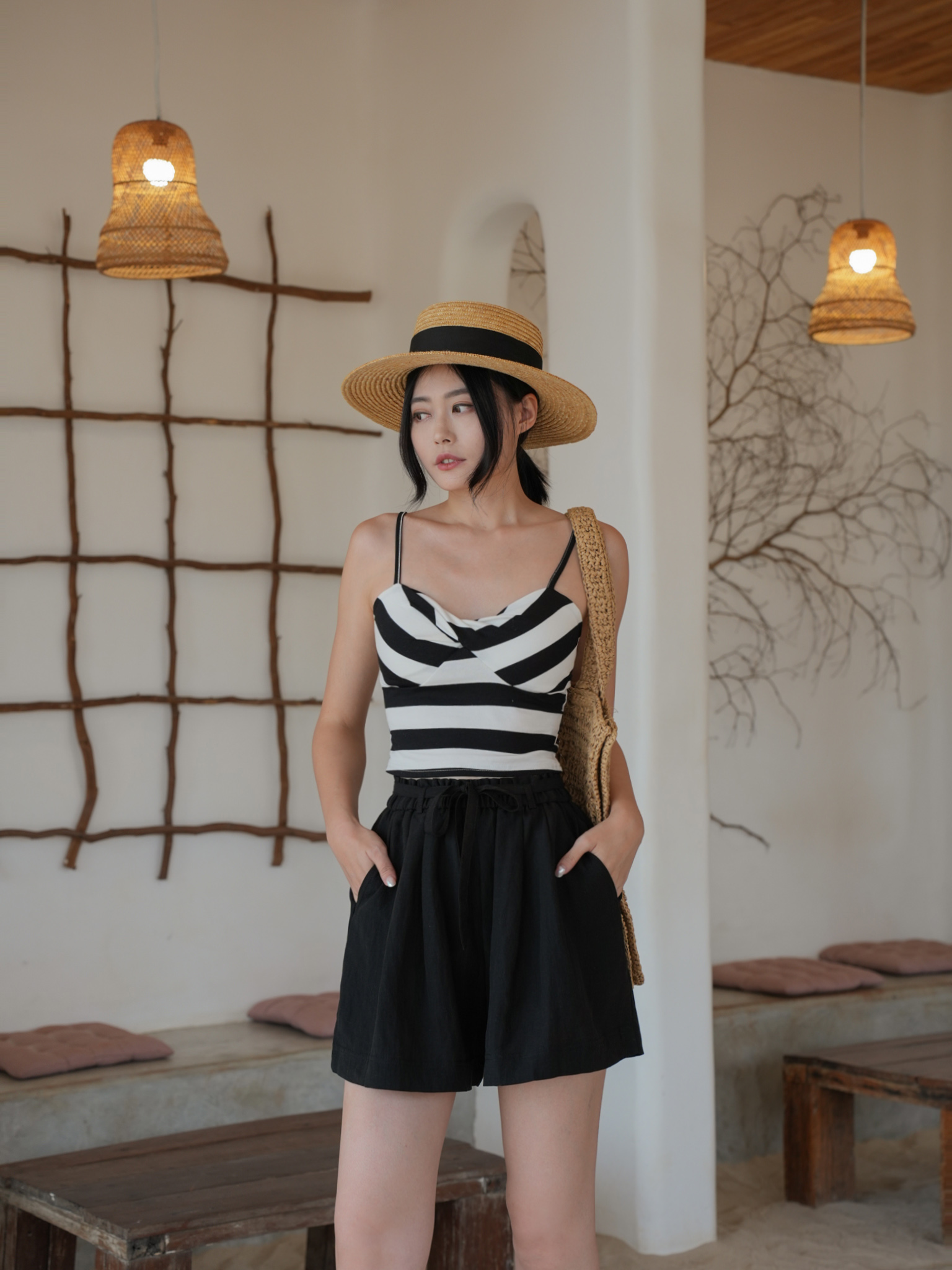 扭結條紋背心BRA TOP