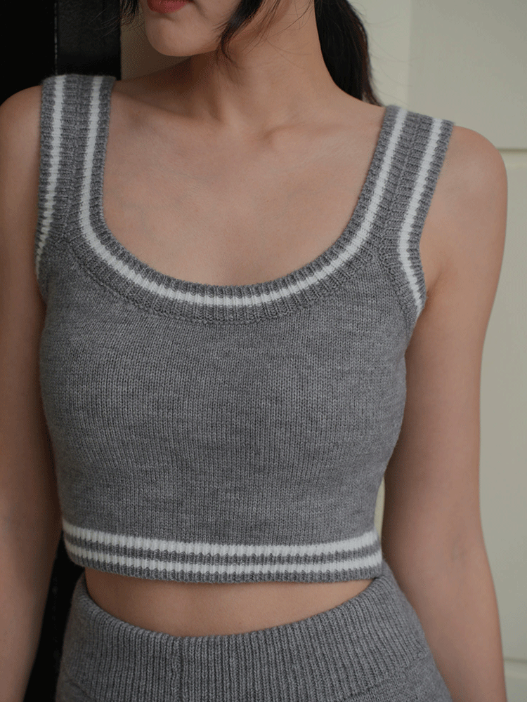 撞色北極絨針織背心