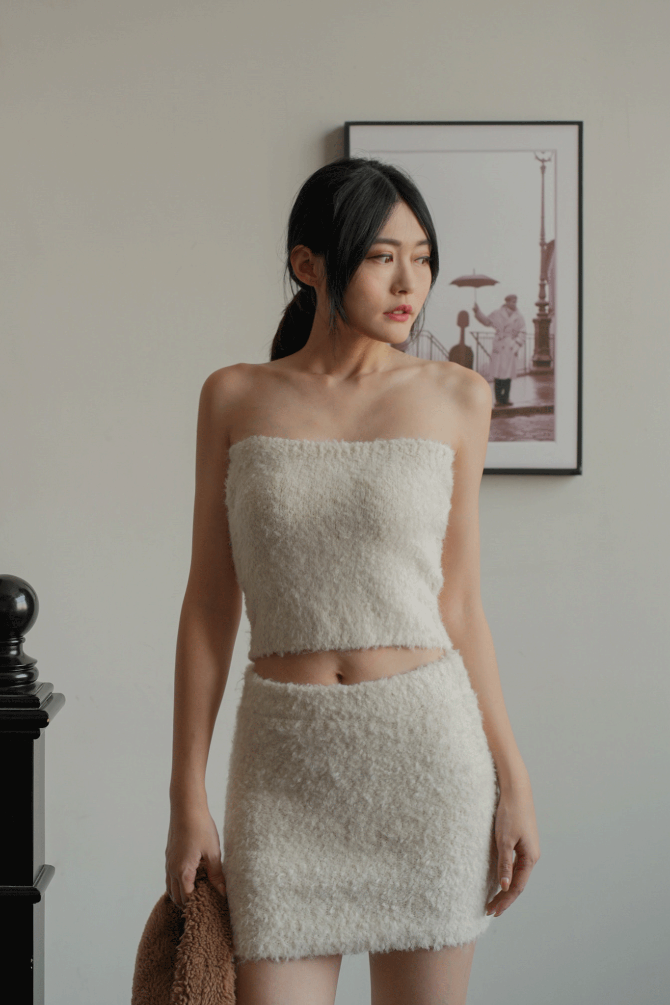 羊毛圈圈紗平口上衣