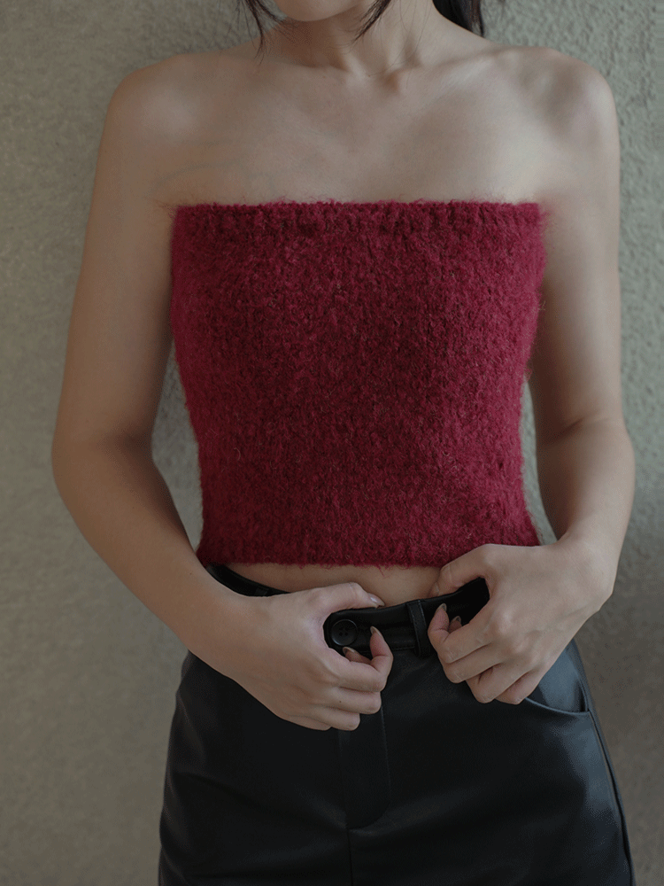 羊毛圈圈紗平口上衣