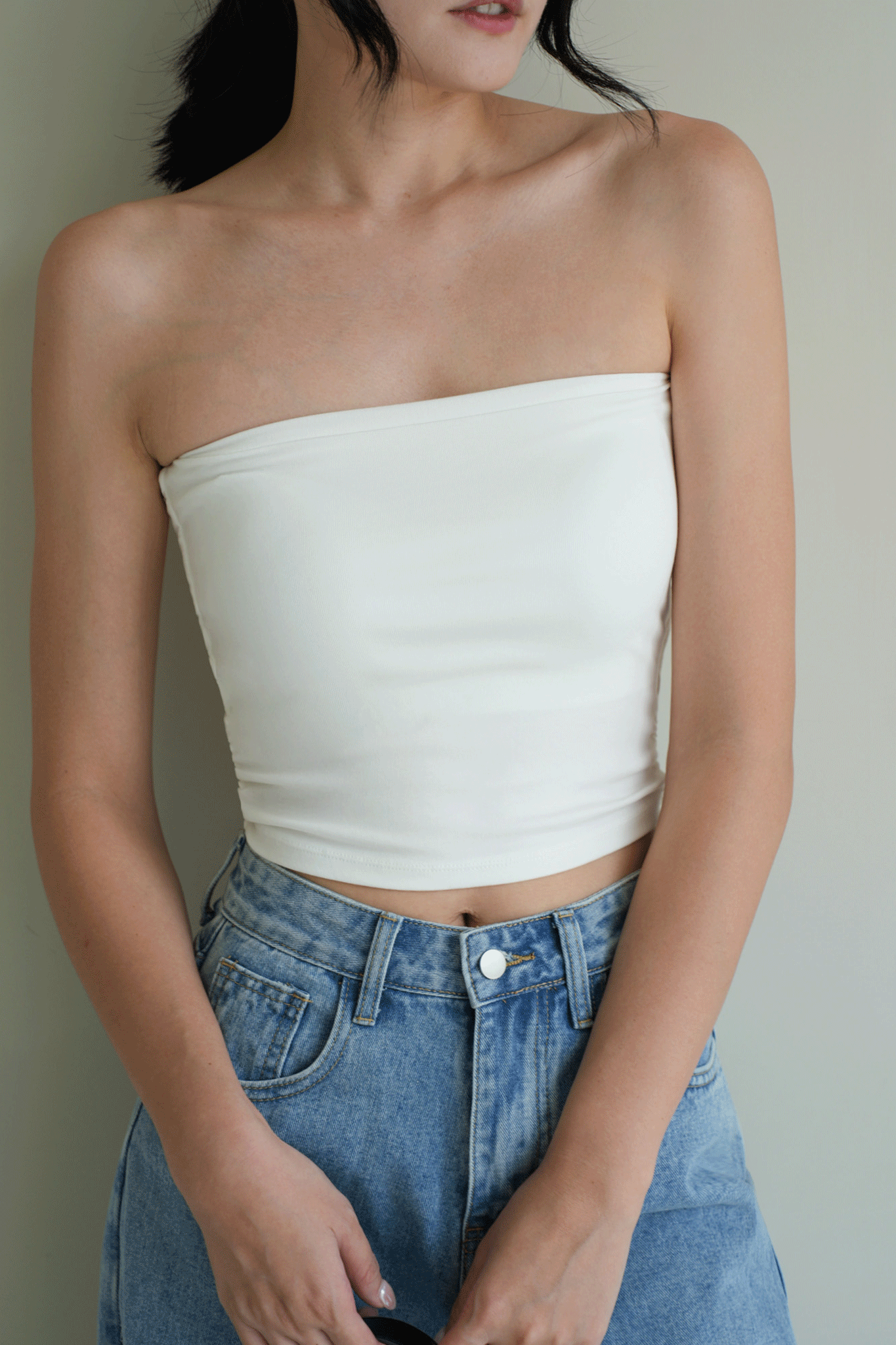 側抓皺抹胸平口BRA TOP