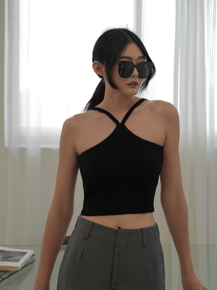交叉短版針織BRA TOP