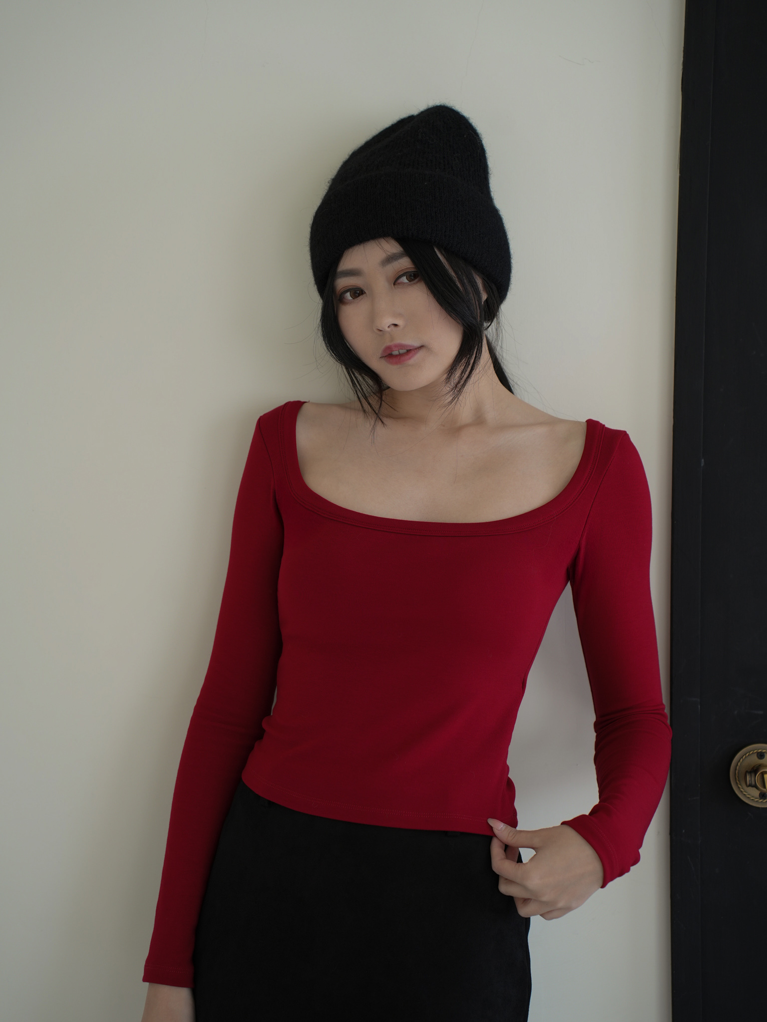 保暖內磨毛大圓領BRA上衣