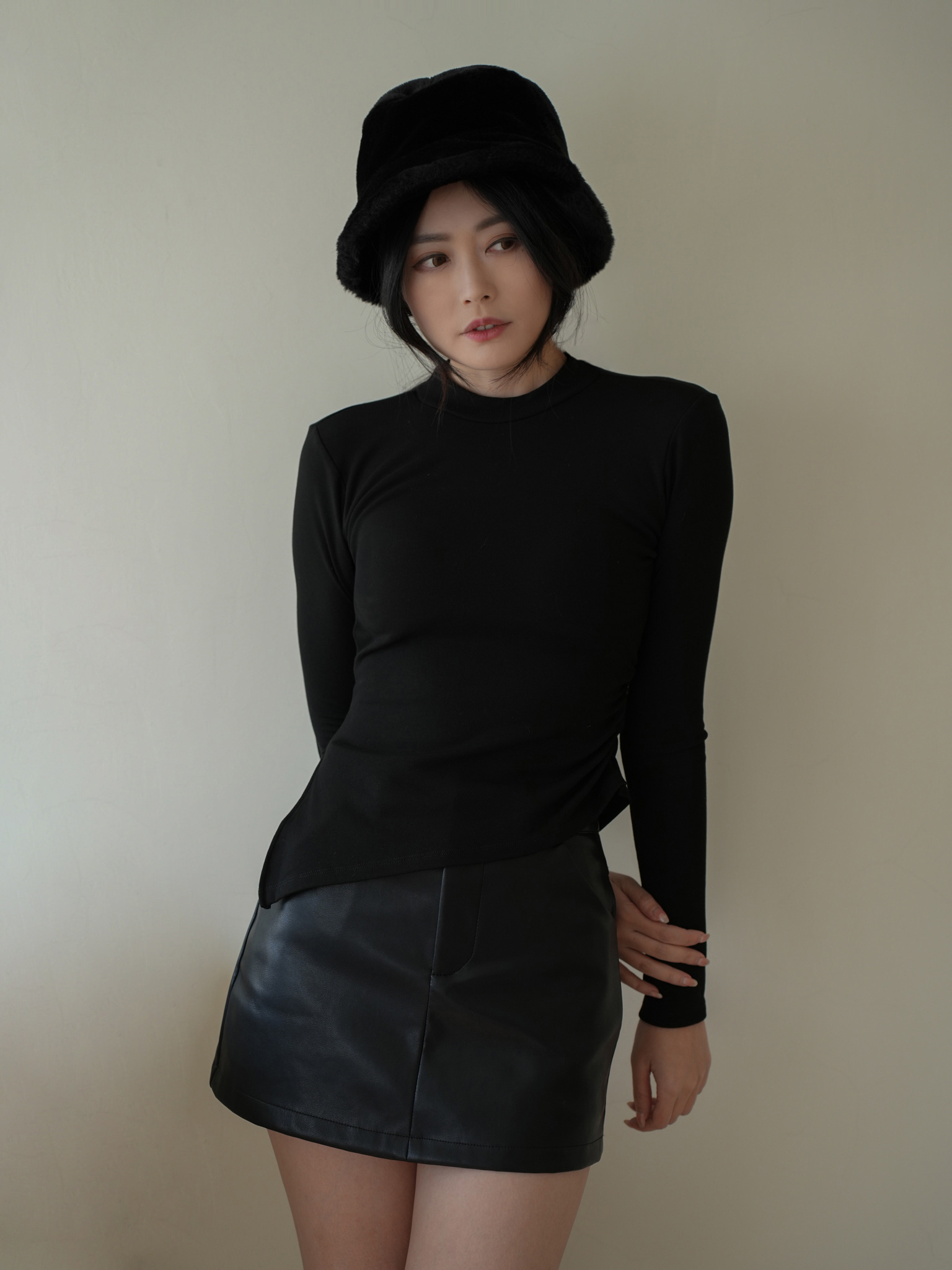 保暖內磨毛側抓皺BRA上衣