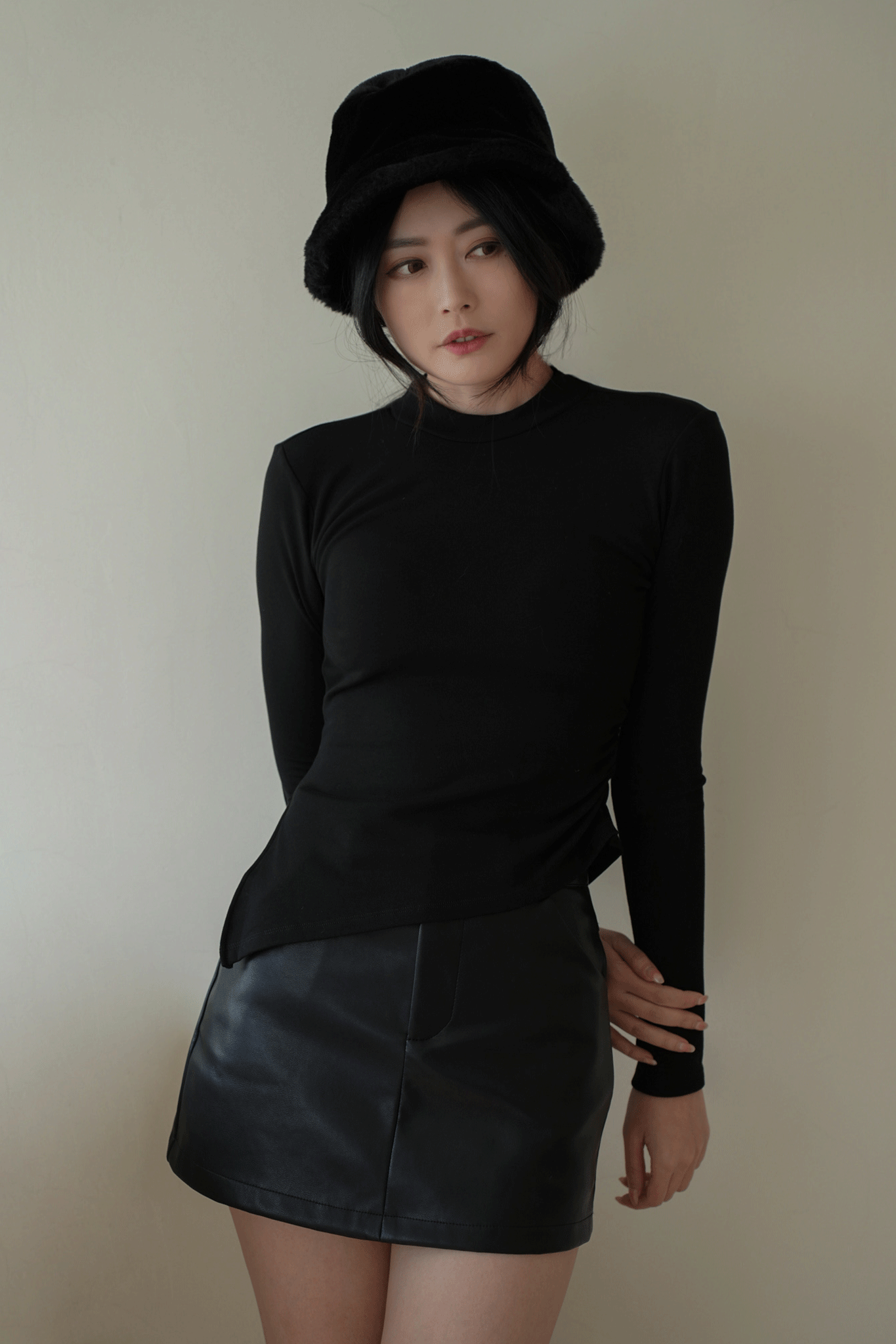 保暖內磨毛側抓皺BRA上衣