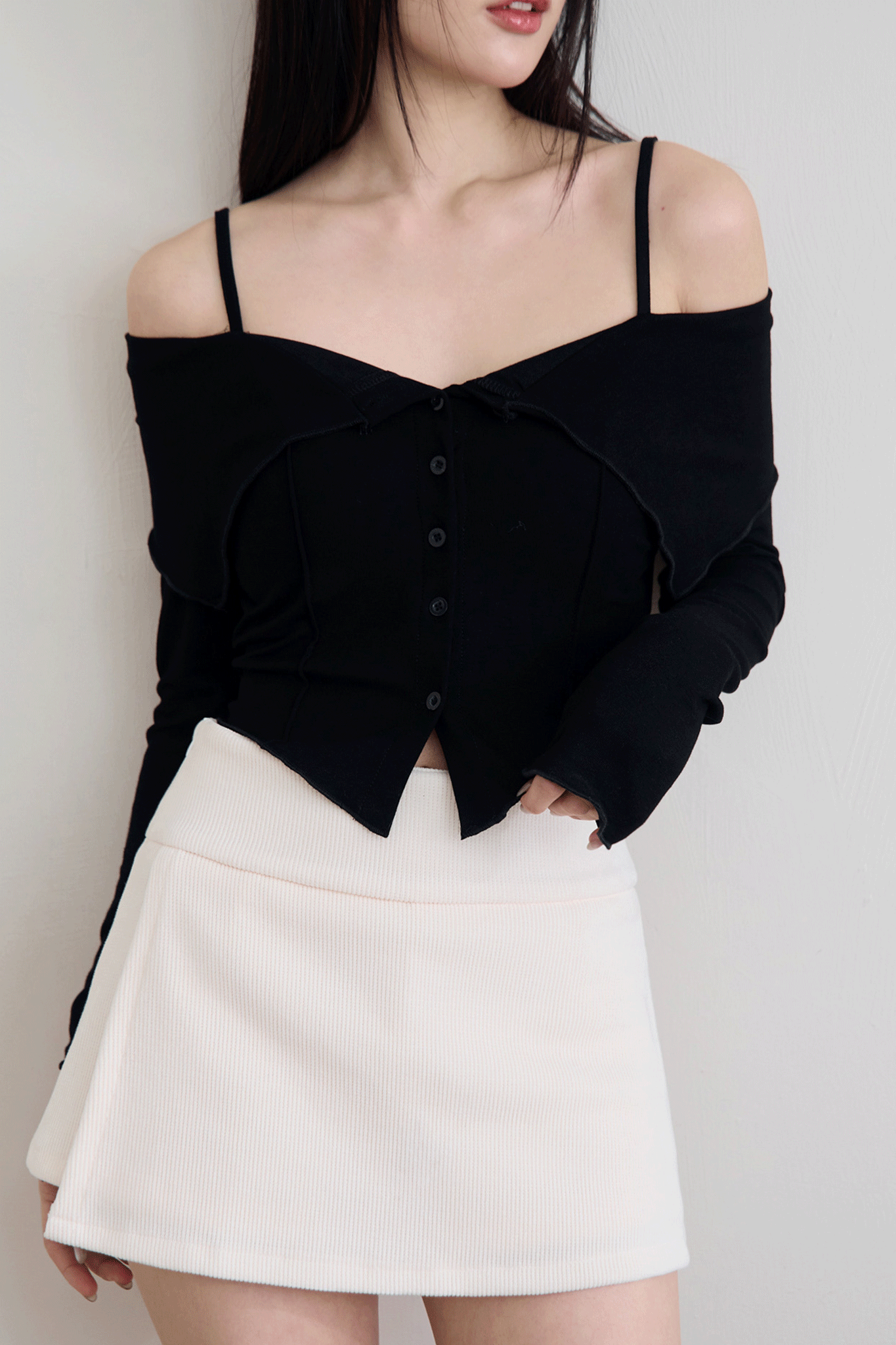 氣質細肩翻領排釦上衣