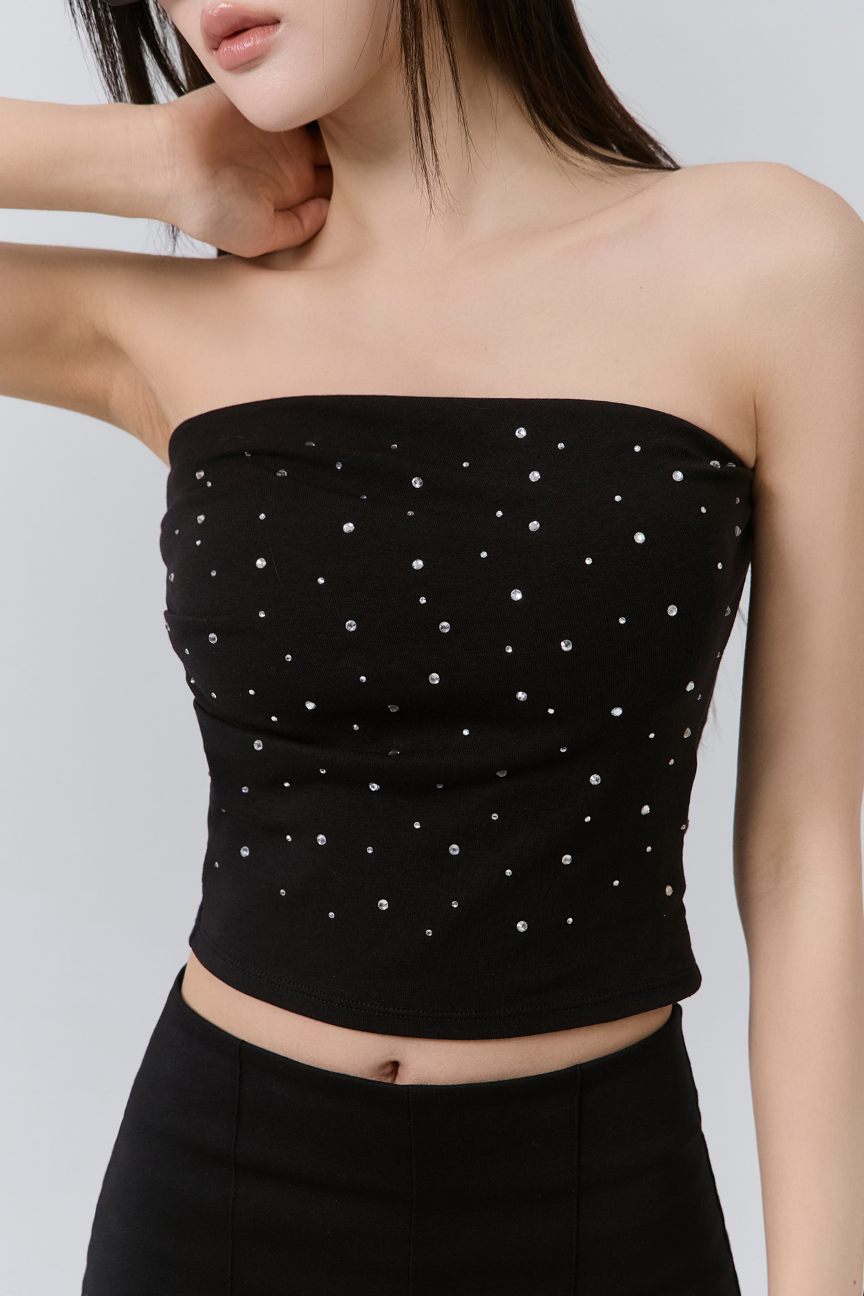 燙鑽平口側抓皺BRA TOP