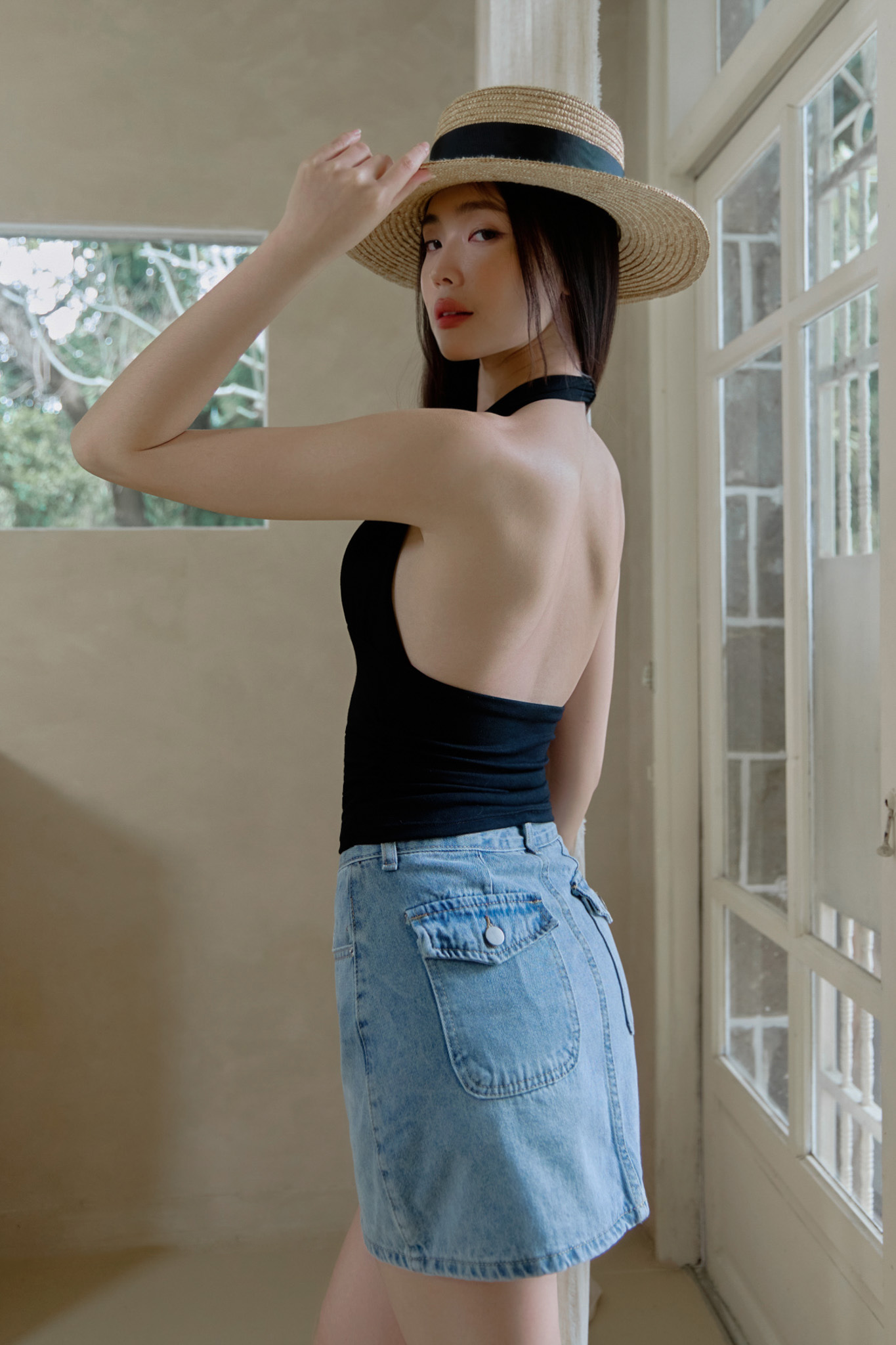 深V側抓皺繞脖BRA TOP