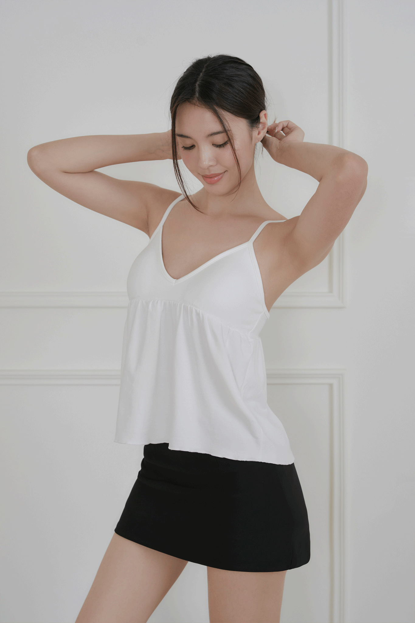 莫代爾棉V領傘擺BRA TOP