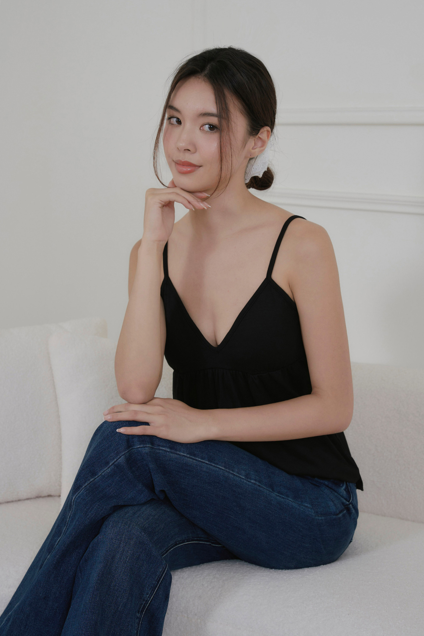 莫代爾棉V領傘擺BRA TOP