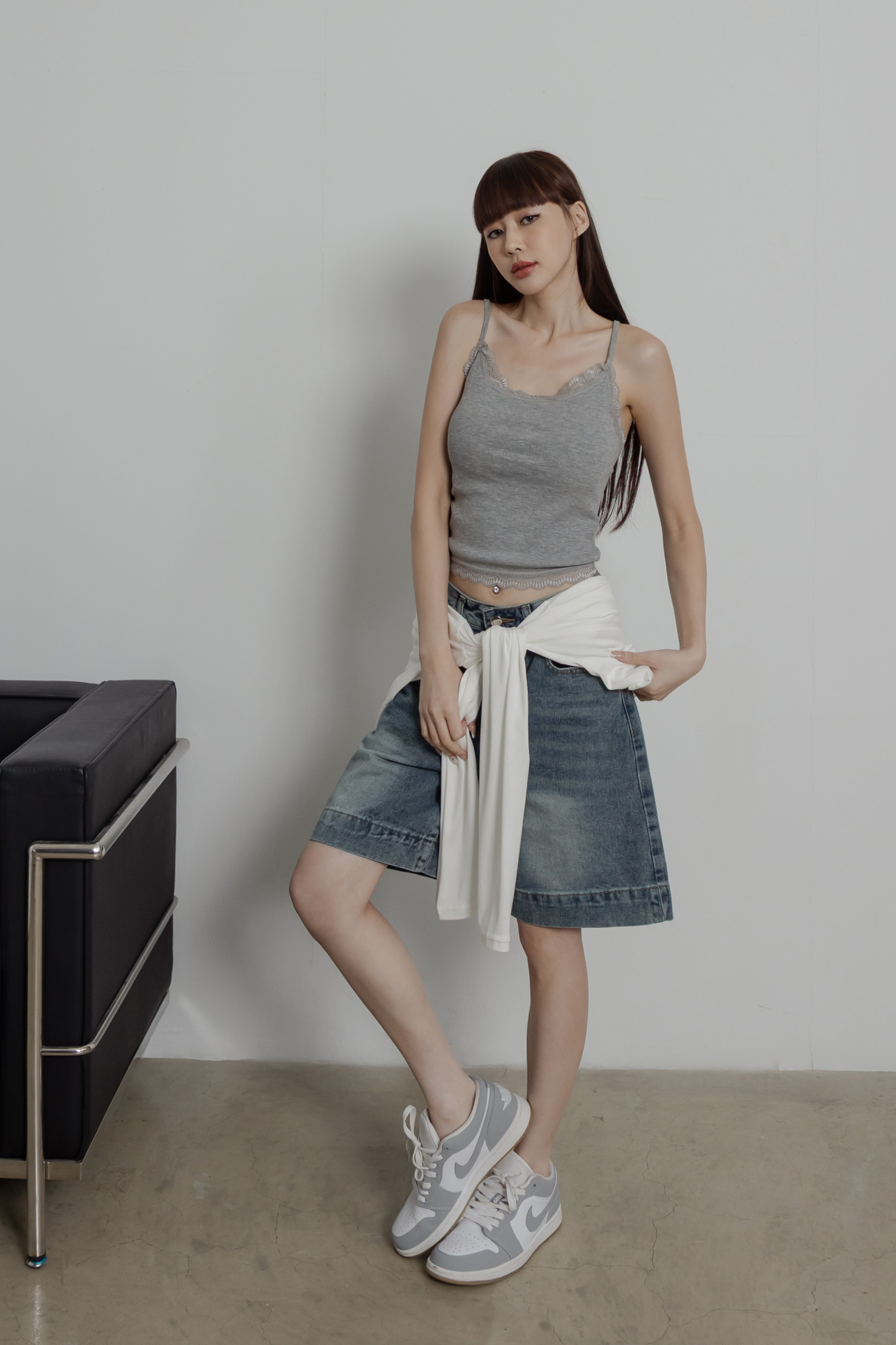 蕾絲滾邊羅紋BRA TOP