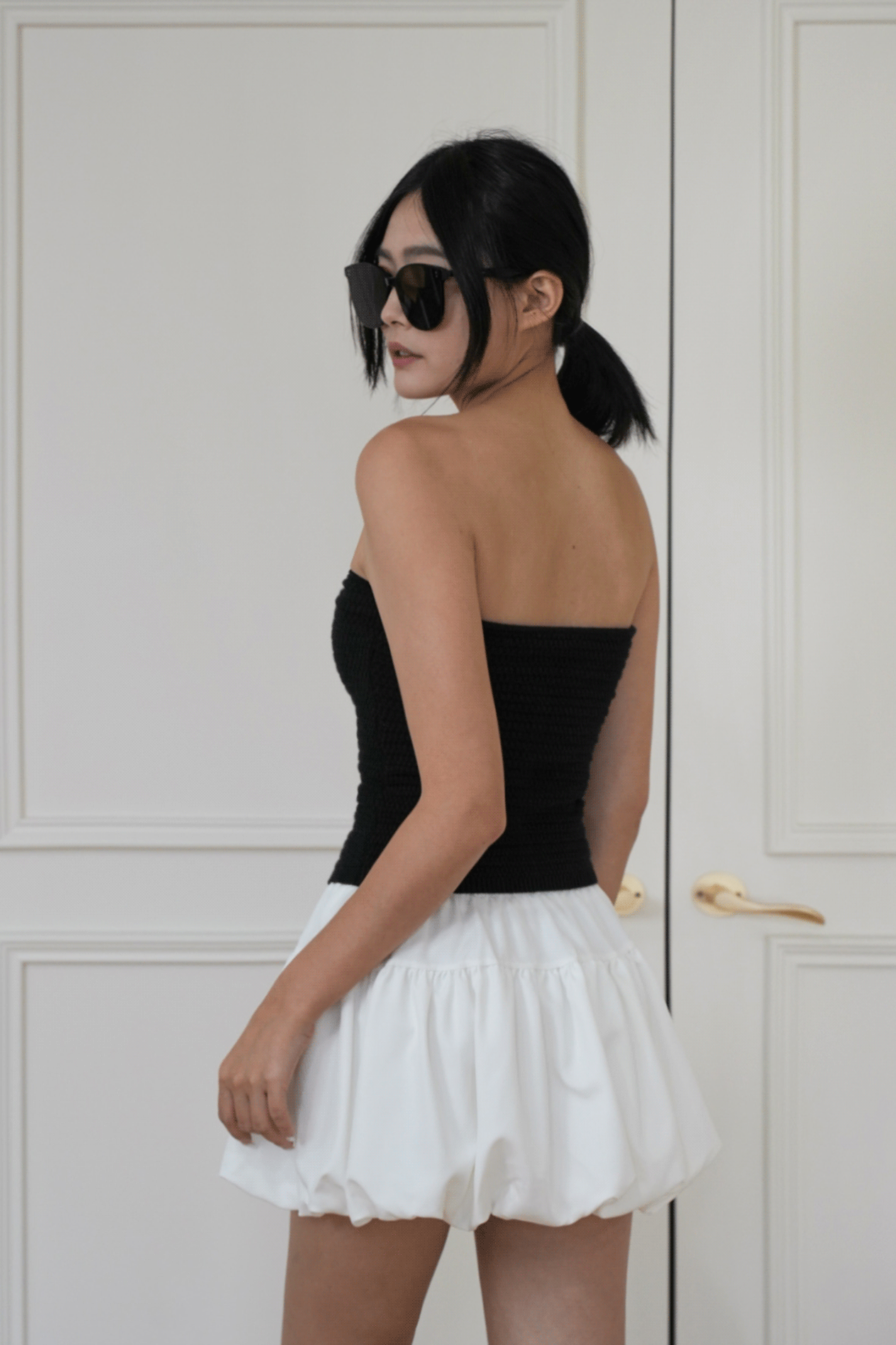 氣質排釦織紋平口上衣