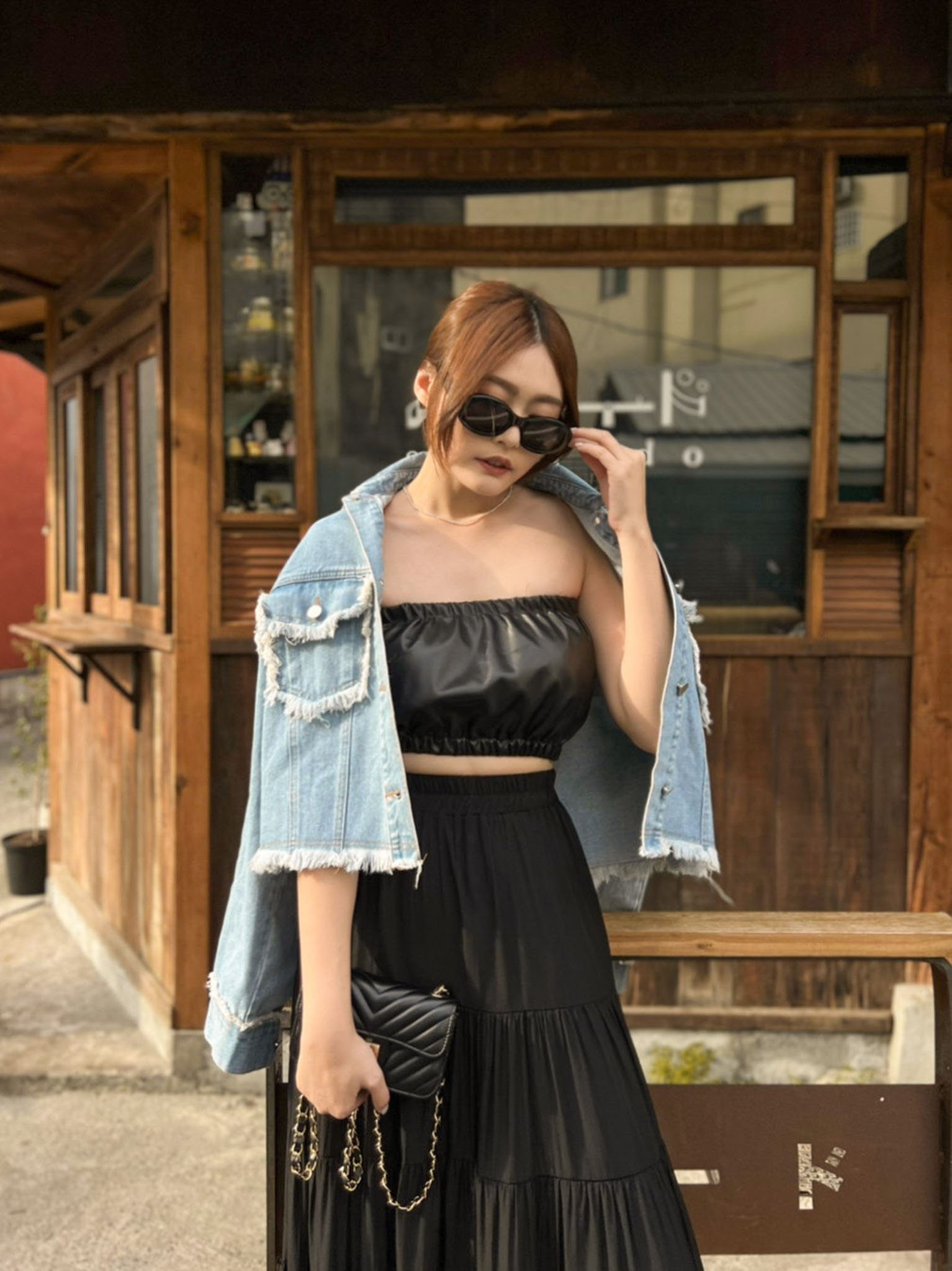 質感皮革抹胸BRA TOP
