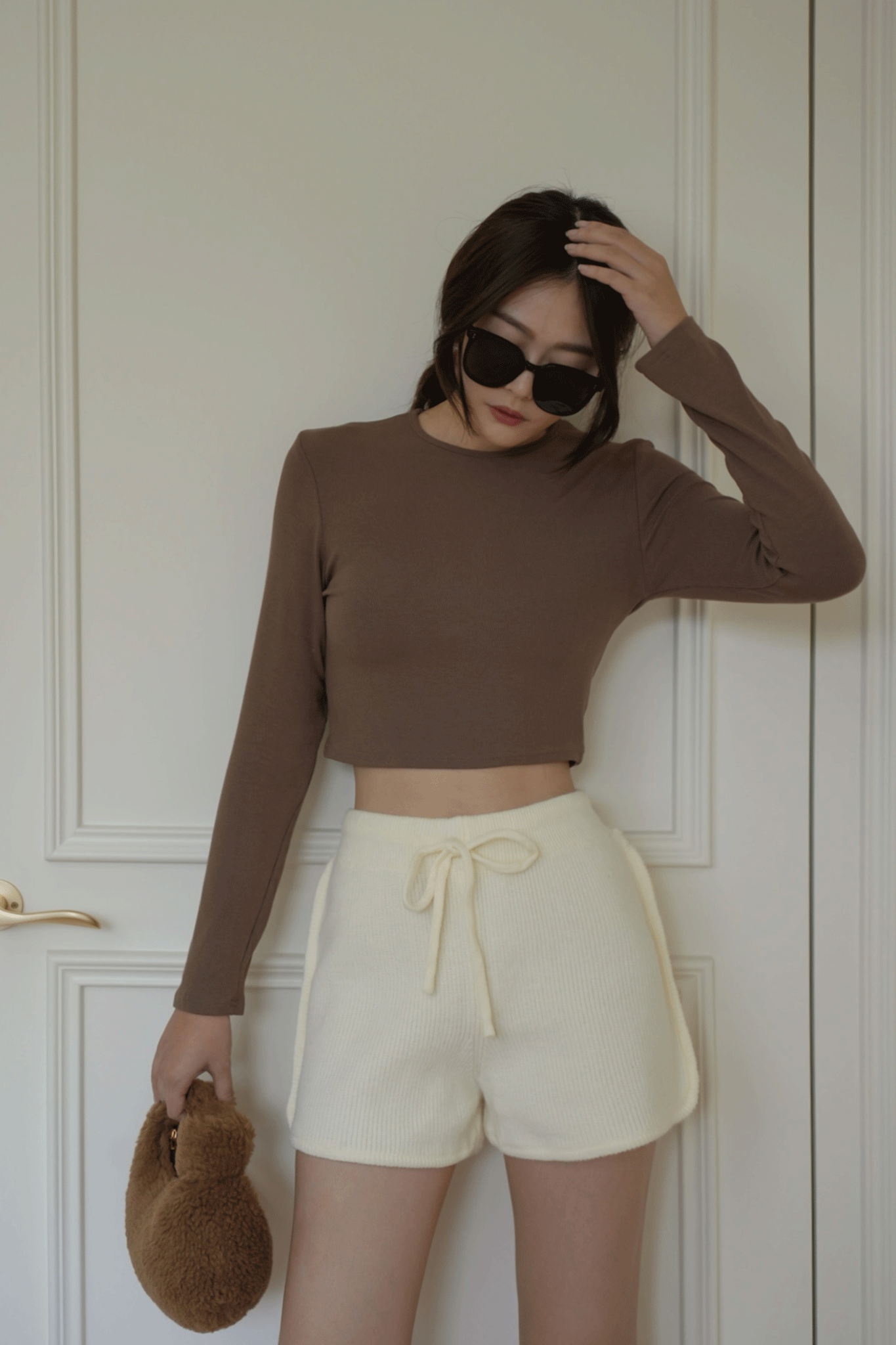 百搭彈力螺紋長袖上衣