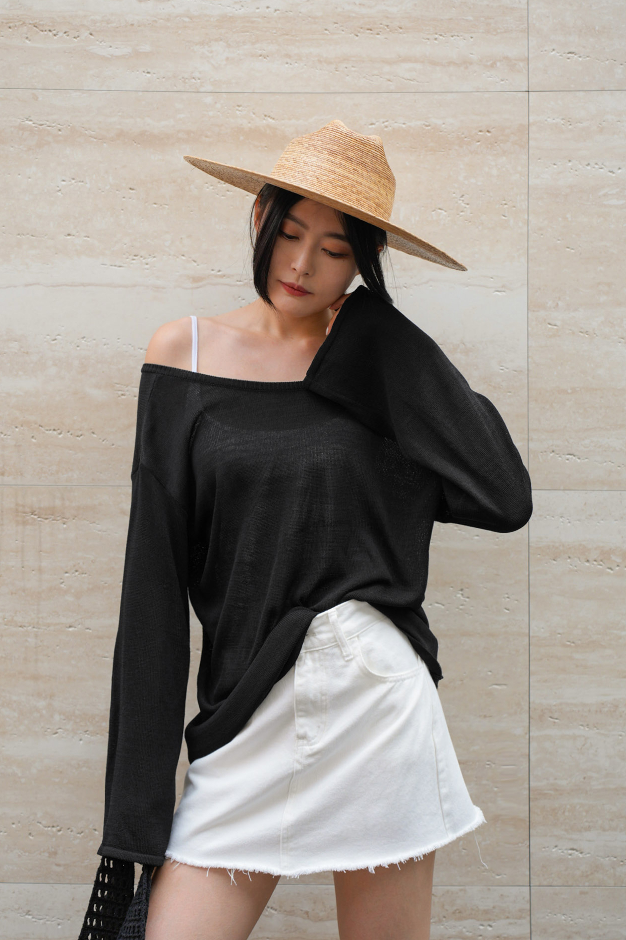 冰絲針織微透美背上衣