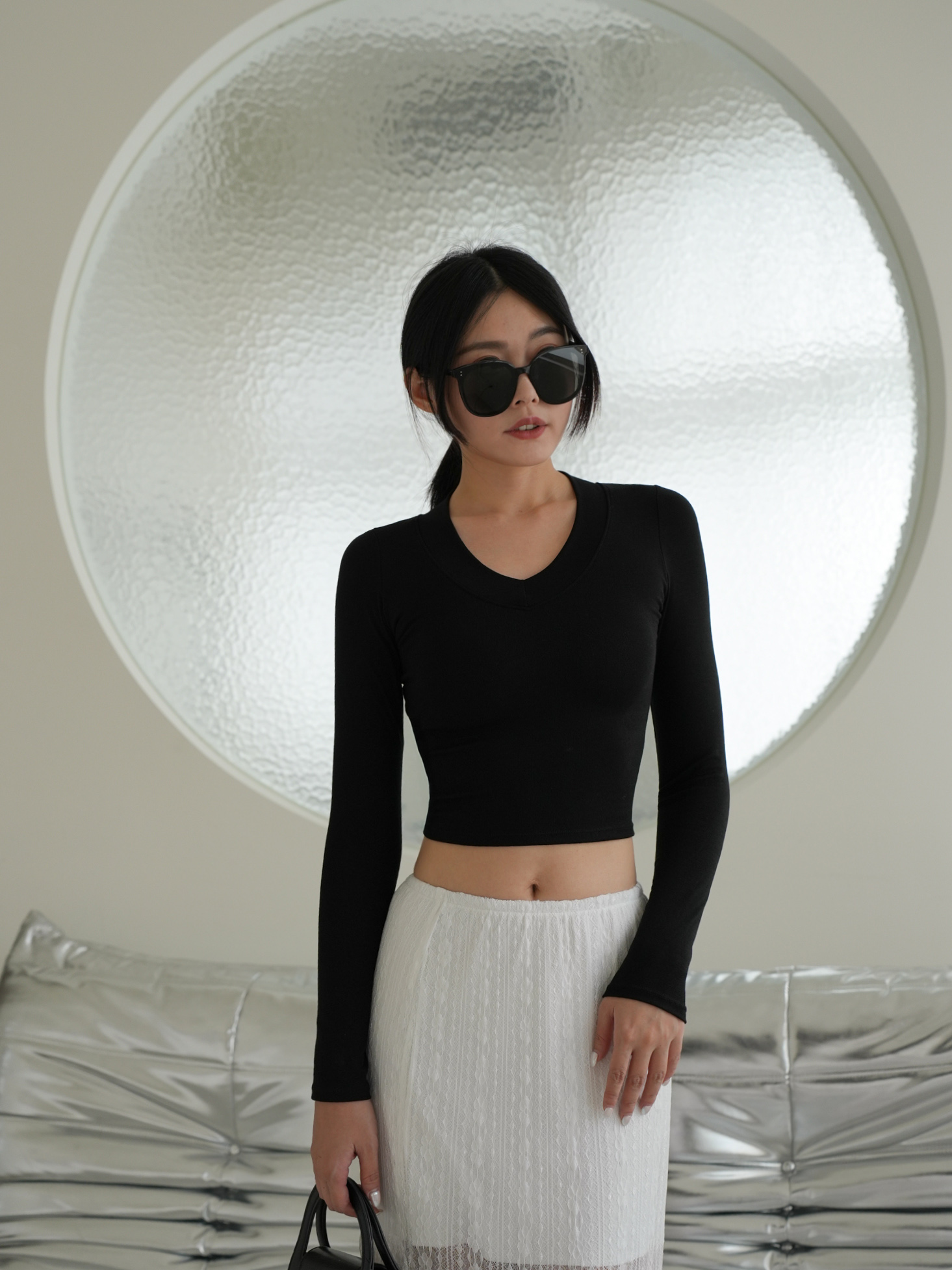 超柔彈V領長袖BRA TOP