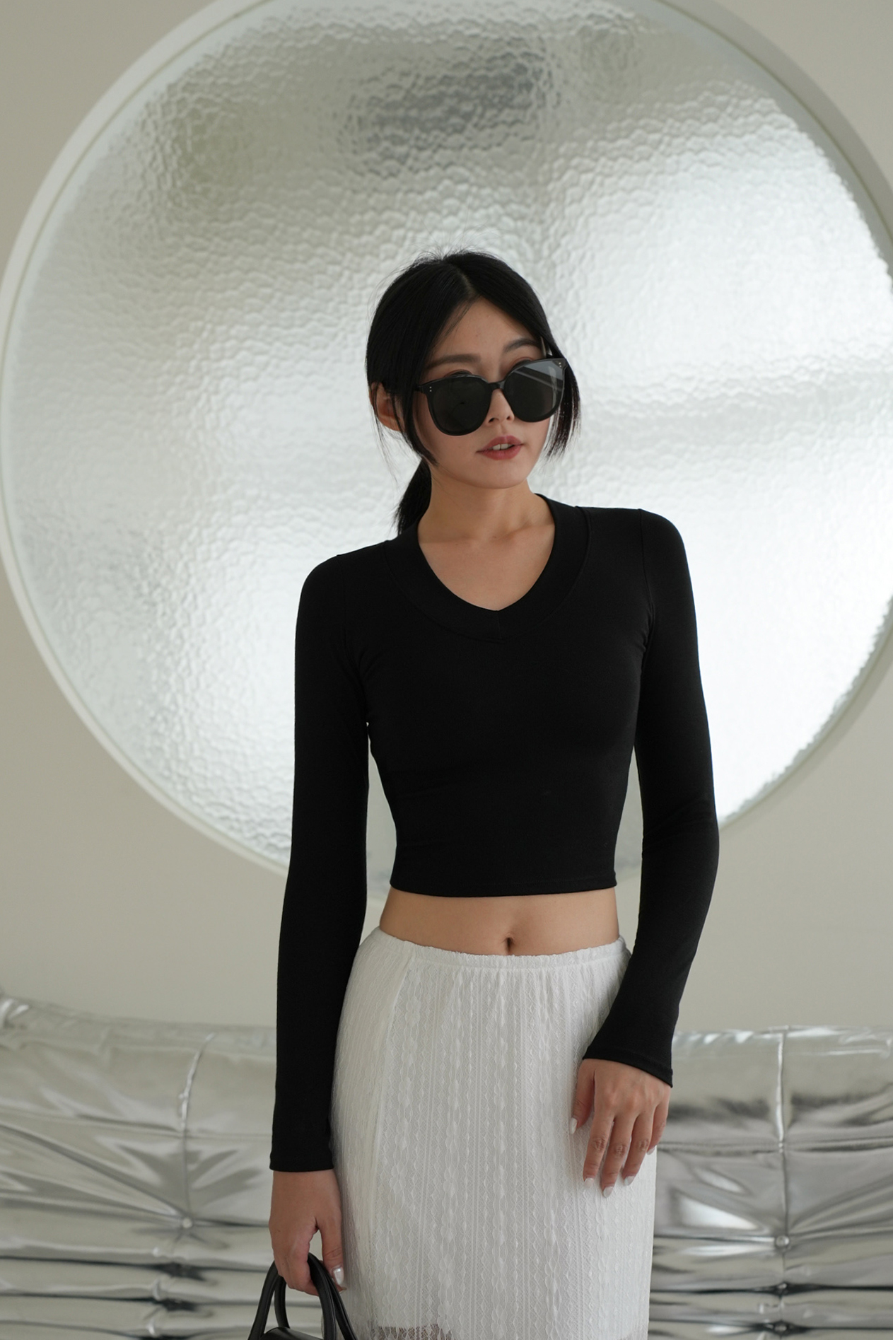 超柔彈V領長袖BRA TOP