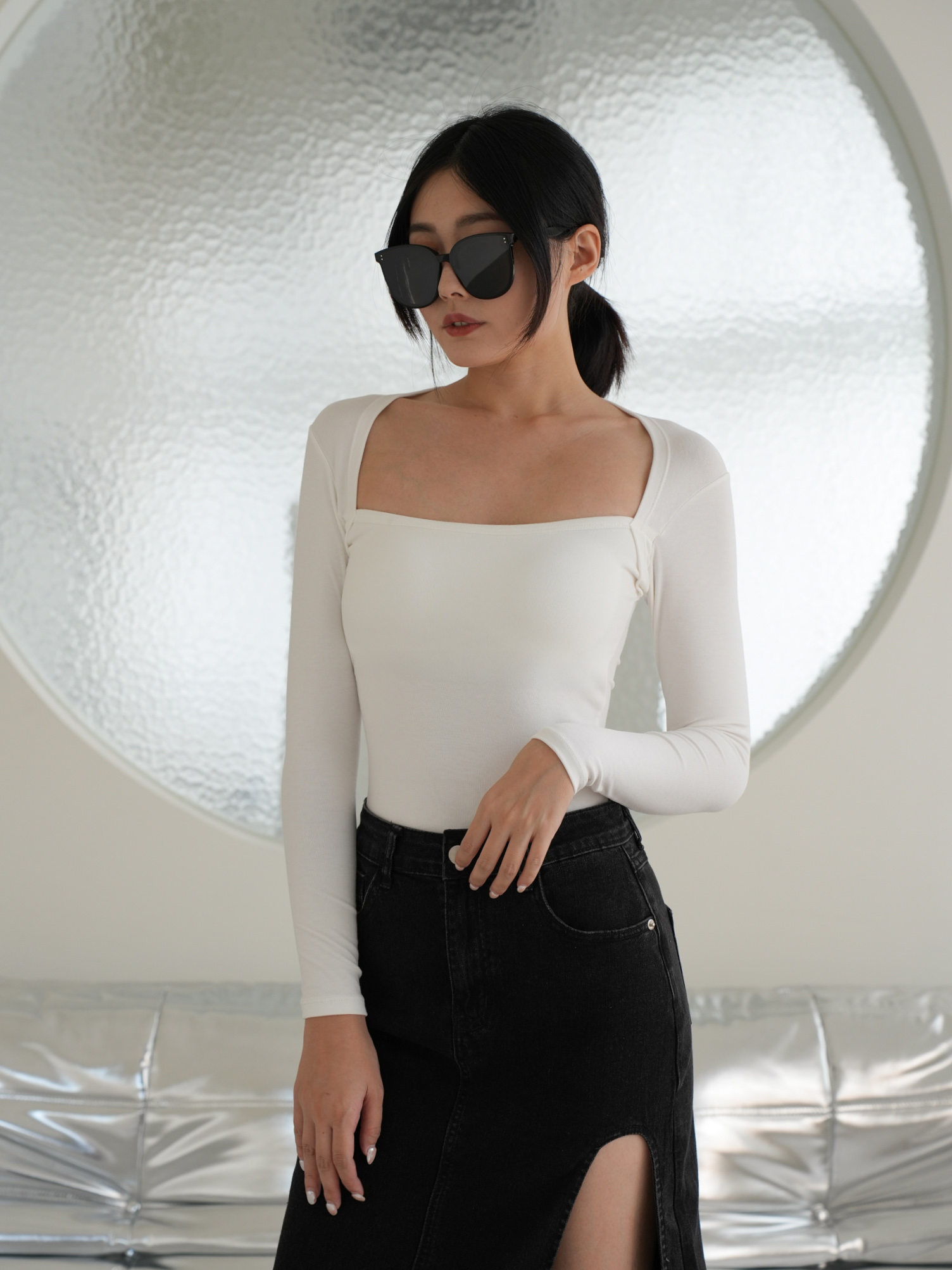 超柔彈方領長袖BRA TOP