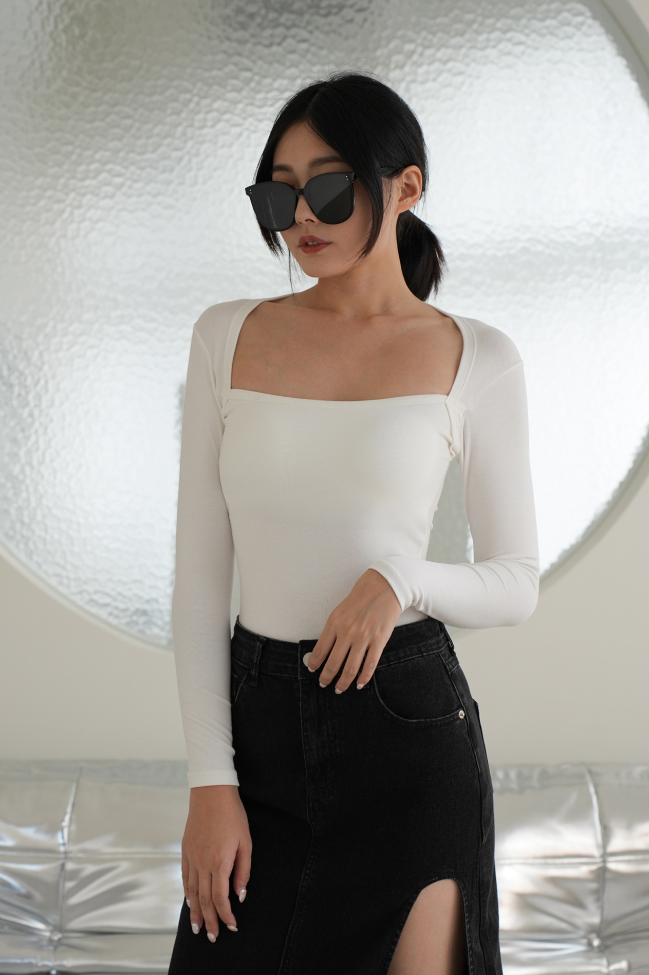 超柔彈方領長袖BRA TOP