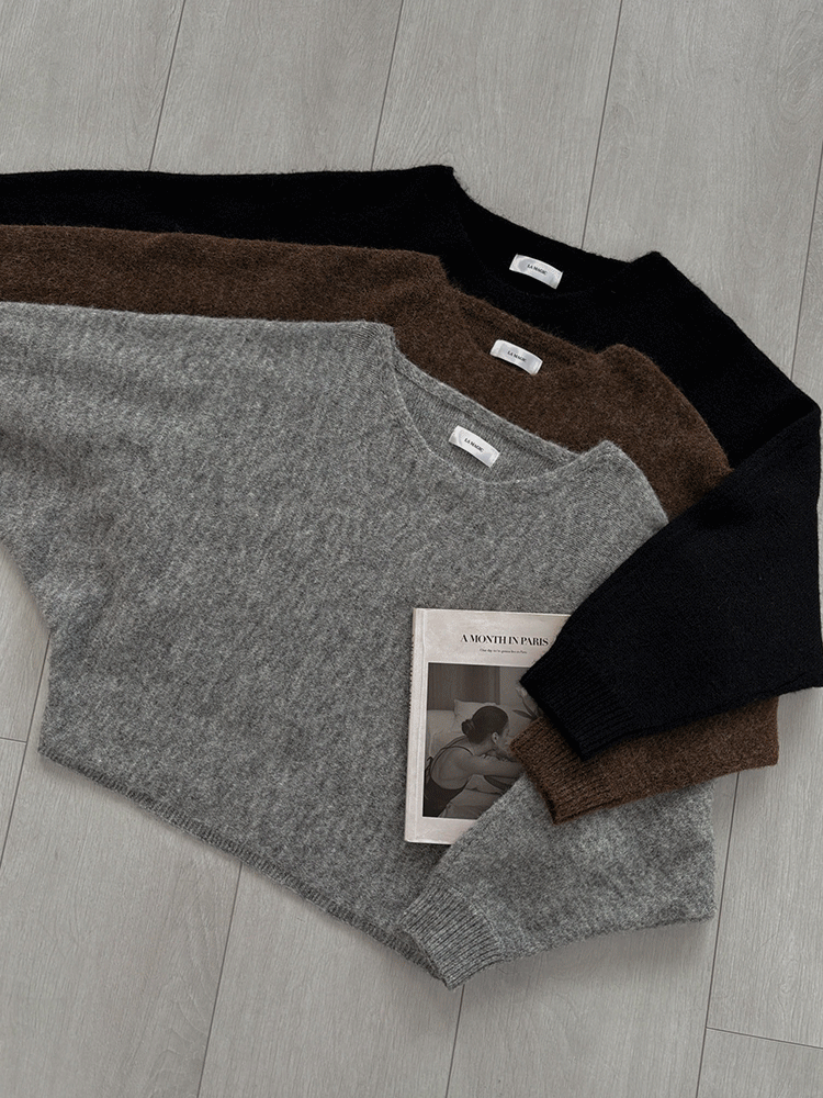 羊駝毛寬鬆大圓領毛衣