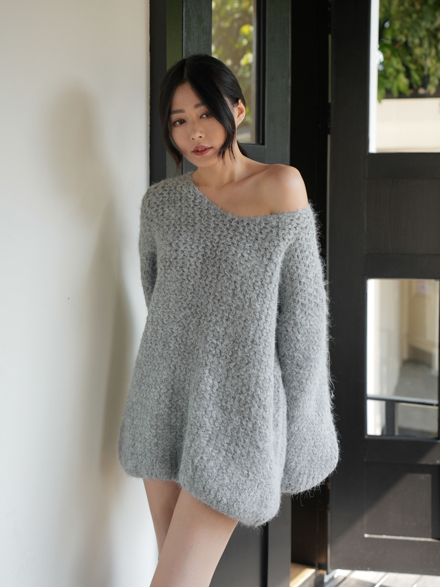 銀蔥混紗粗針織毛衣