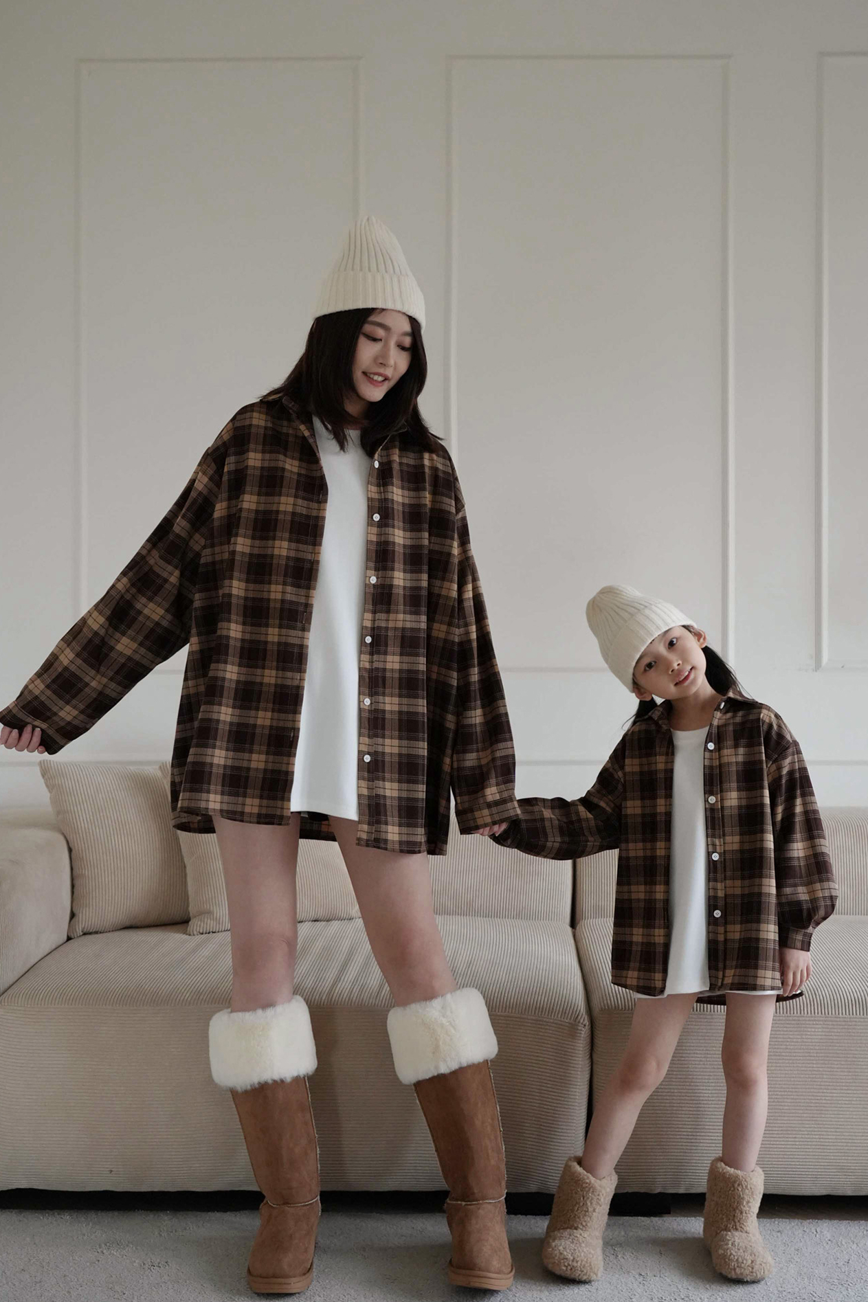 質感寬鬆格紋襯衫(男女共版)