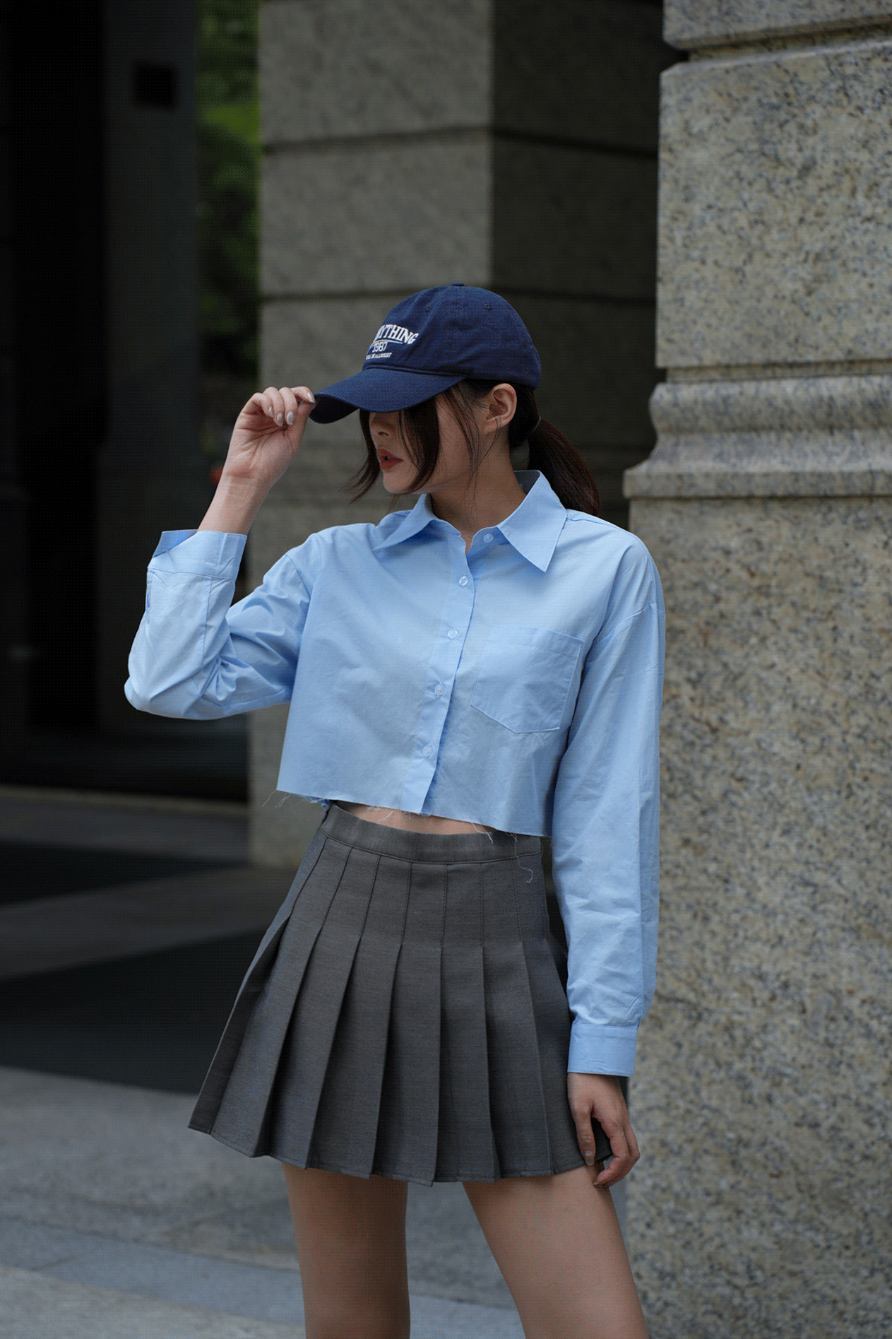 質感排釦短版襯衫