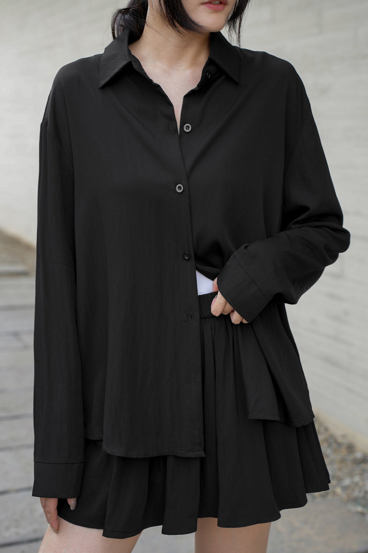 天絲涼感後開岔襯衫