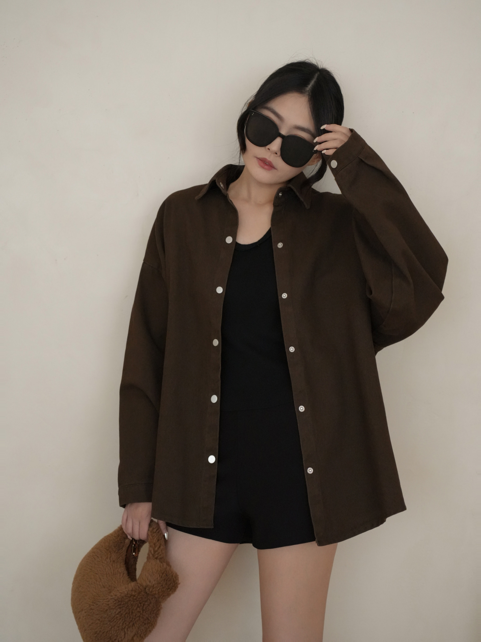 水洗牛仔排釦襯衫