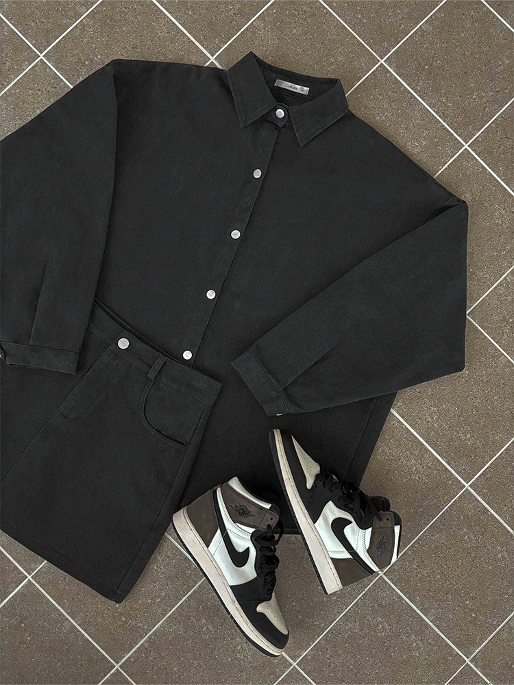 水洗牛仔排釦襯衫