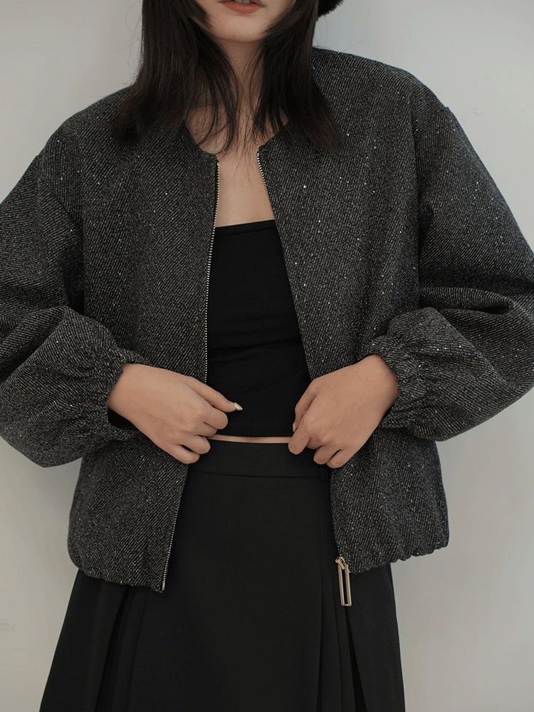 細閃織紋拉鍊外套