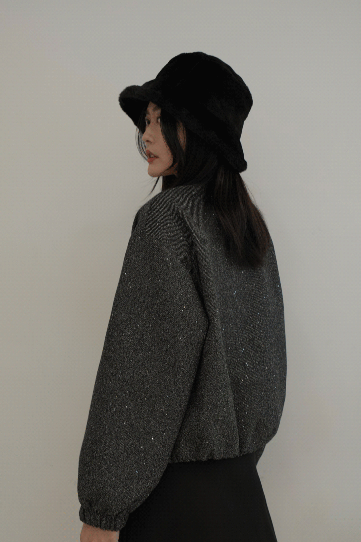 細閃織紋拉鍊外套