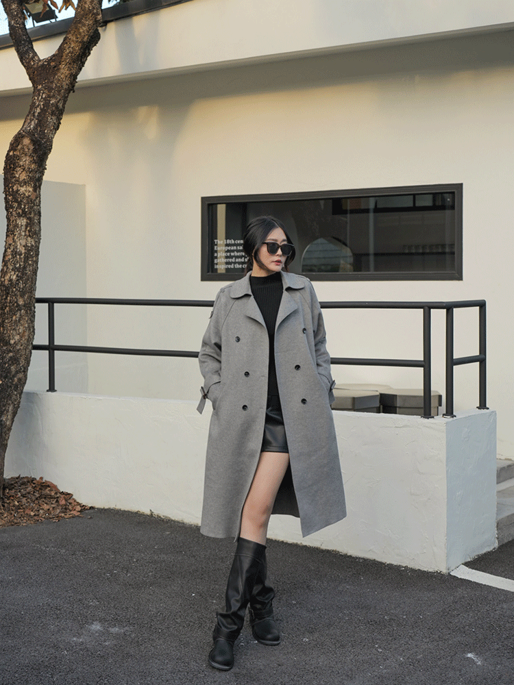 質感長版毛呢風衣