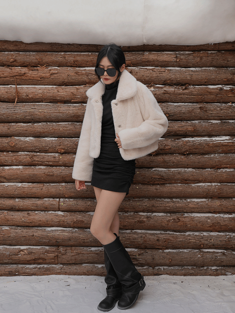 質感毛毛短版外套