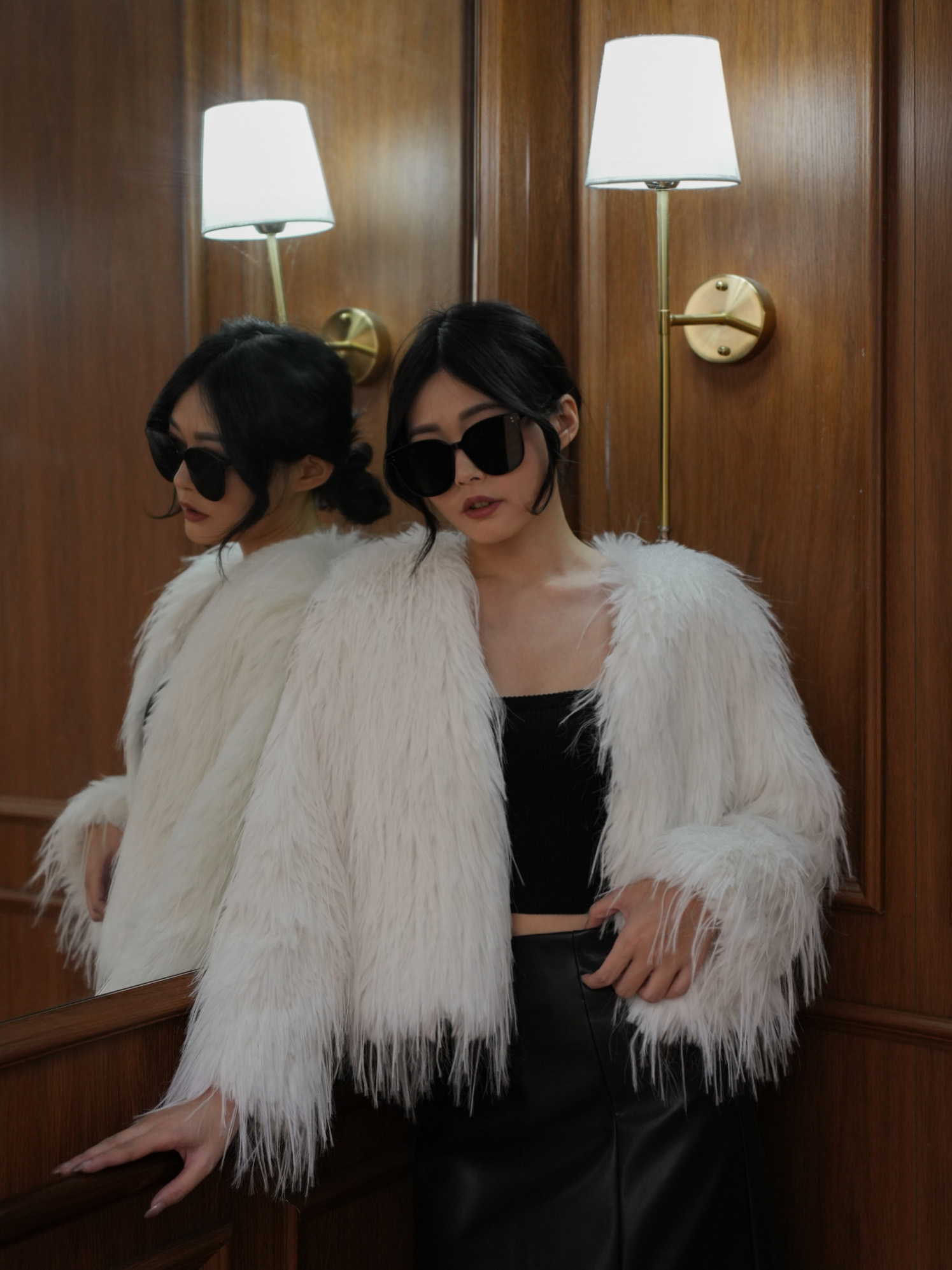 時髦長毛仿皮草外套