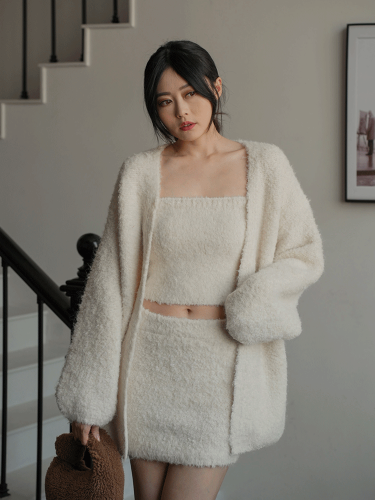 羊毛圈圈紗澎袖外套