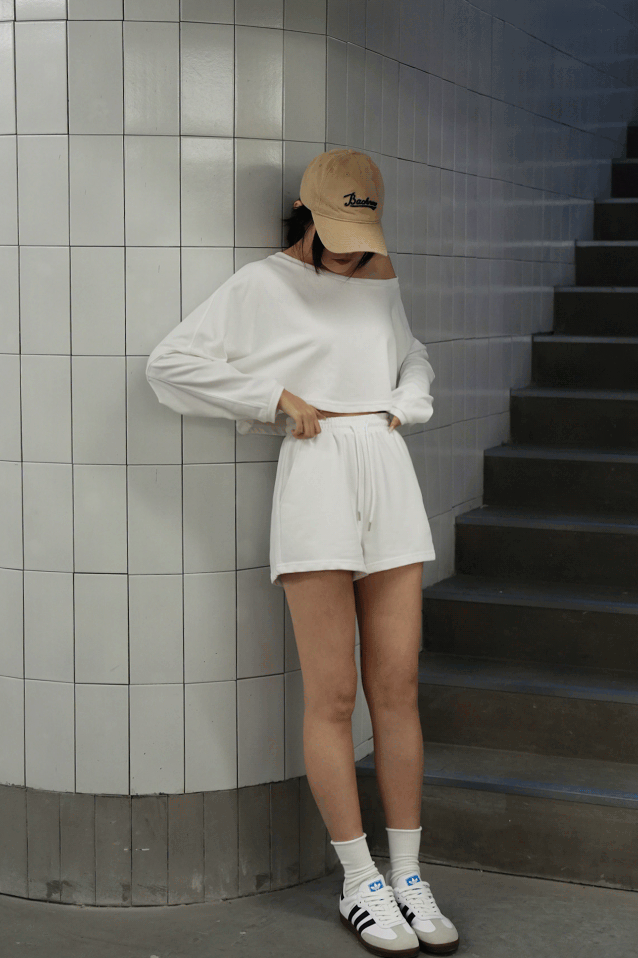 休閒棉質抽繩短褲