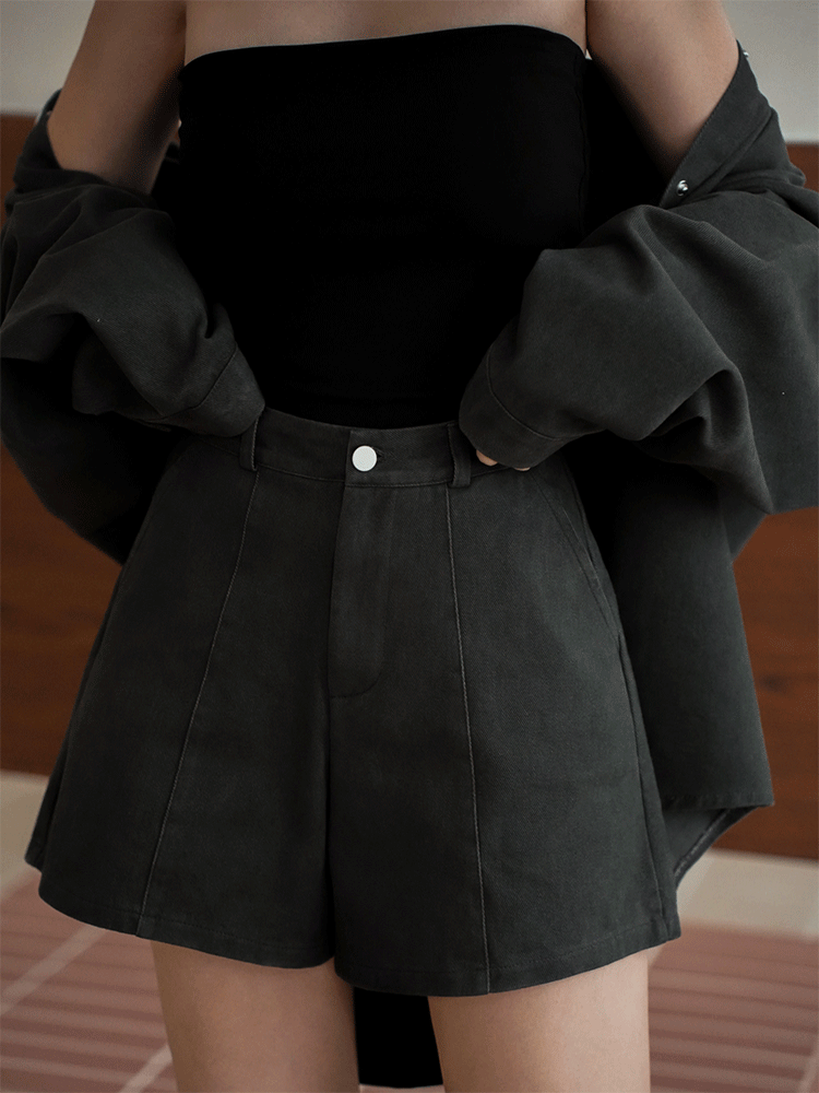 水洗牛仔高腰短褲