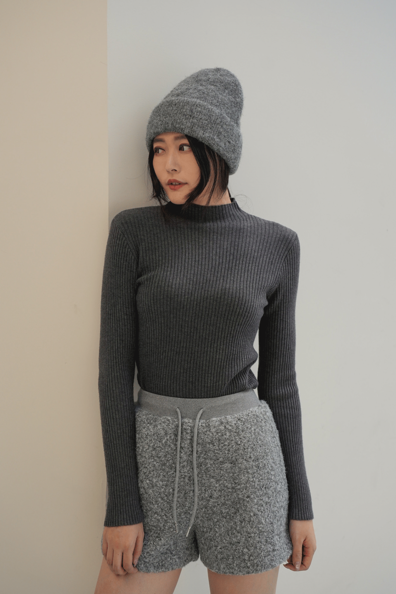 羊羔毛抽繩短褲