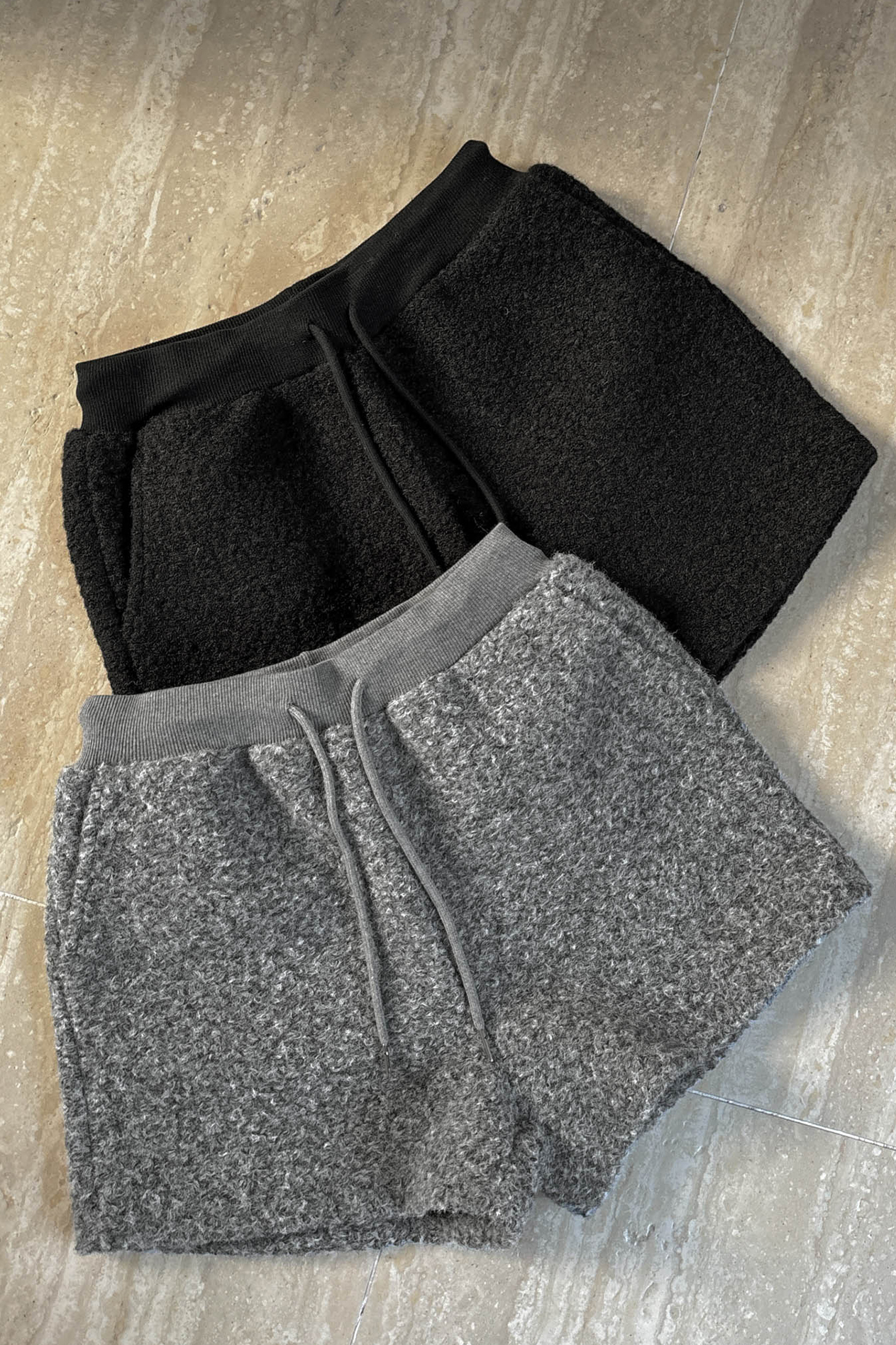 羊羔毛抽繩短褲