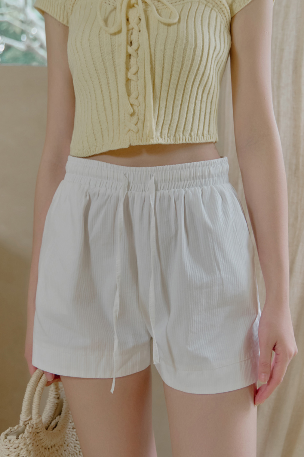 抽繩鬆緊休閒短褲