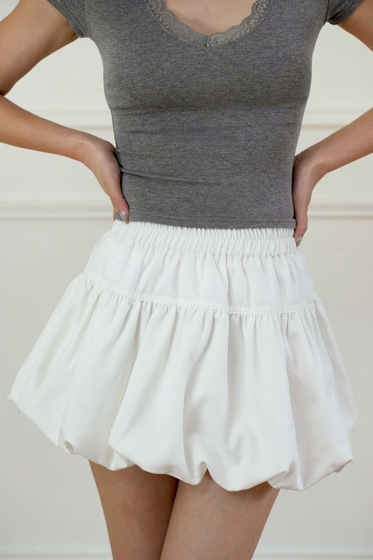 質感西裝布澎澎短裙