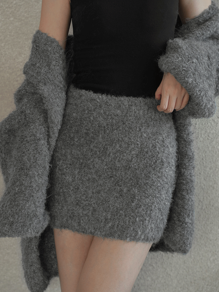 羊毛圈圈紗彈性短裙