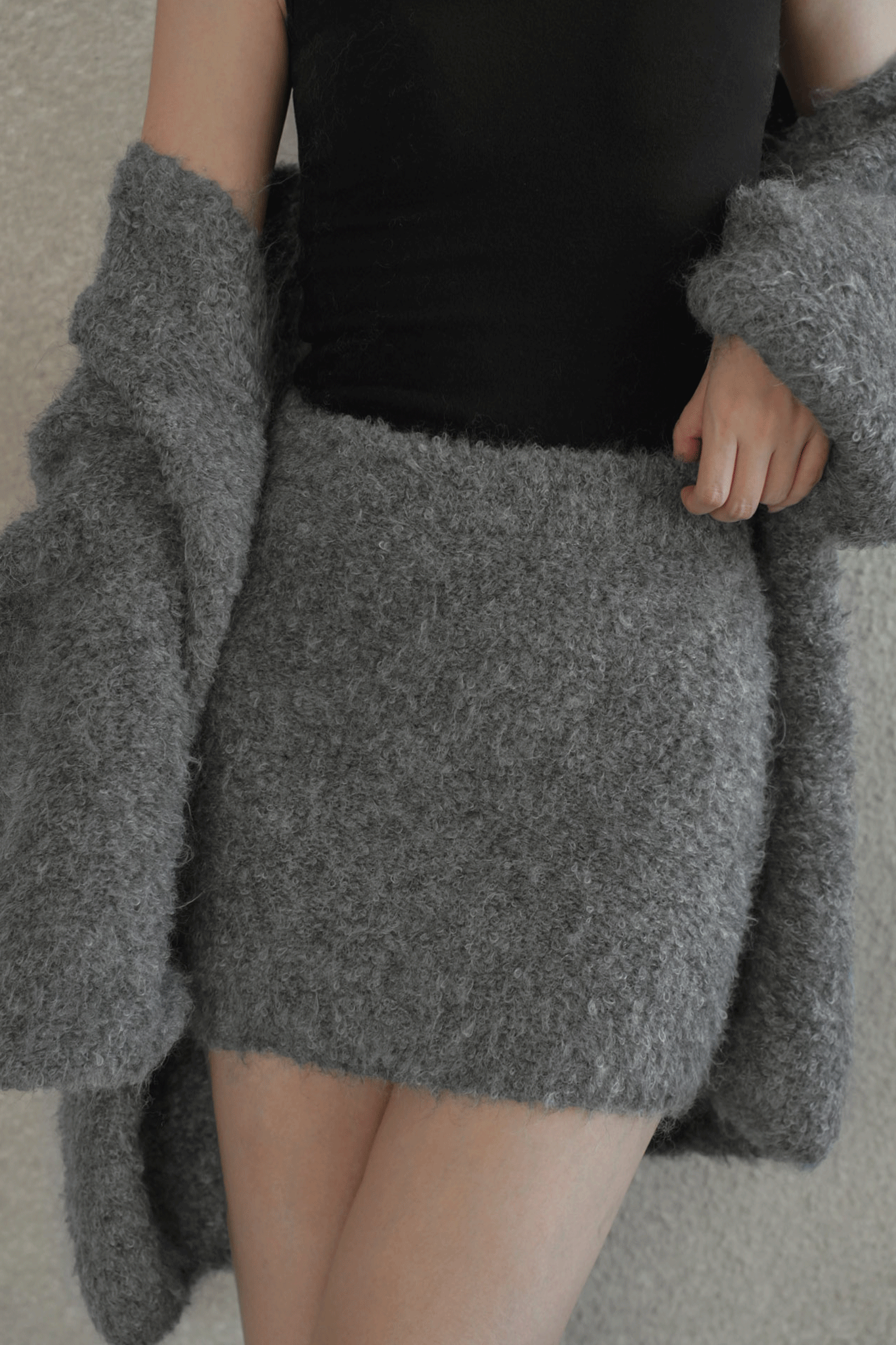 羊毛圈圈紗彈性短裙