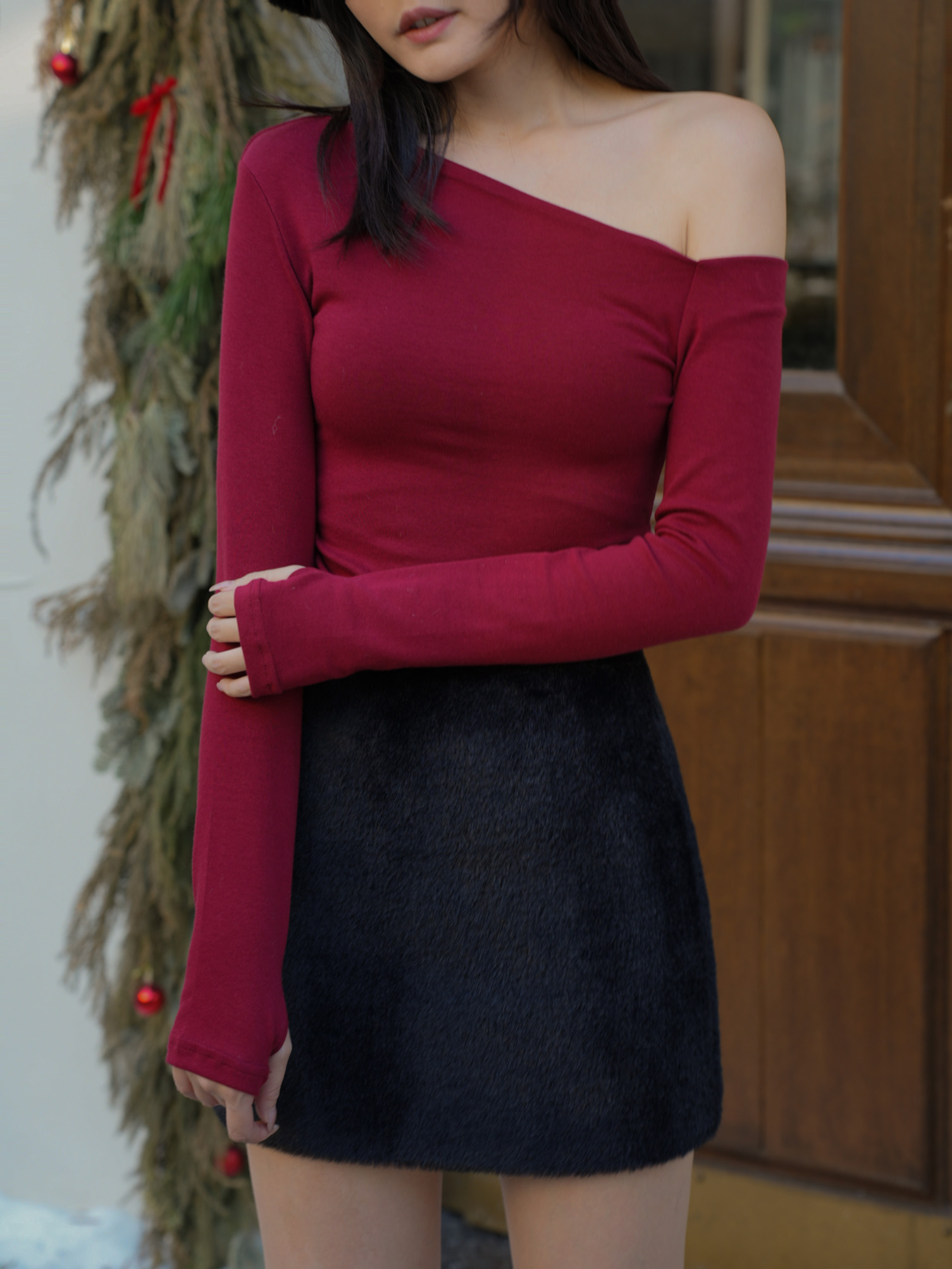 質感水貂毛A字短裙