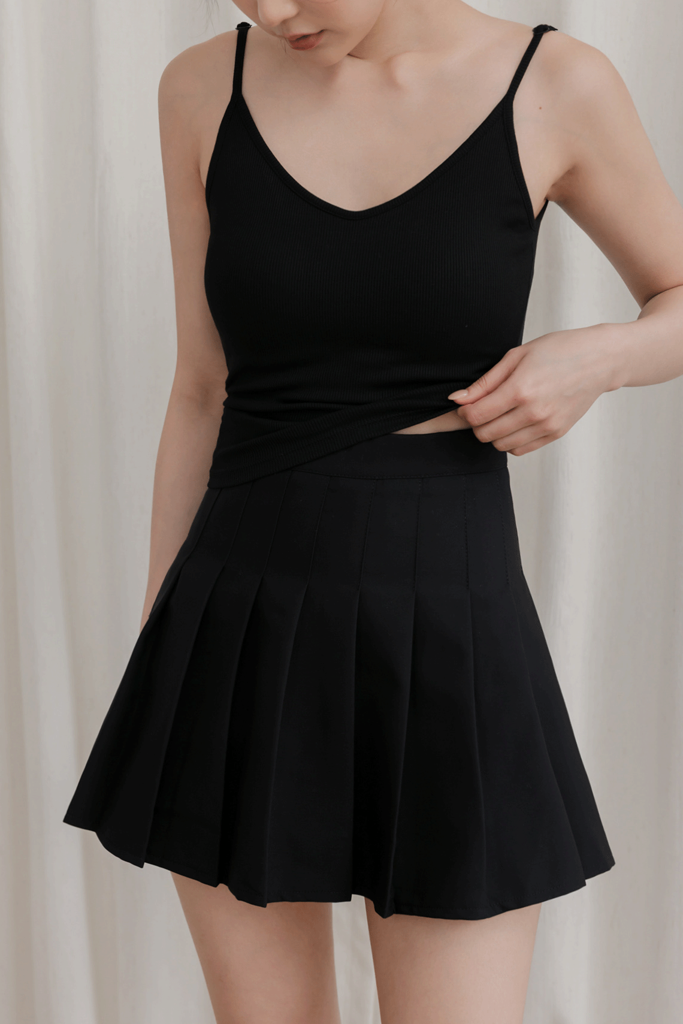 高腰A字西裝百褶裙