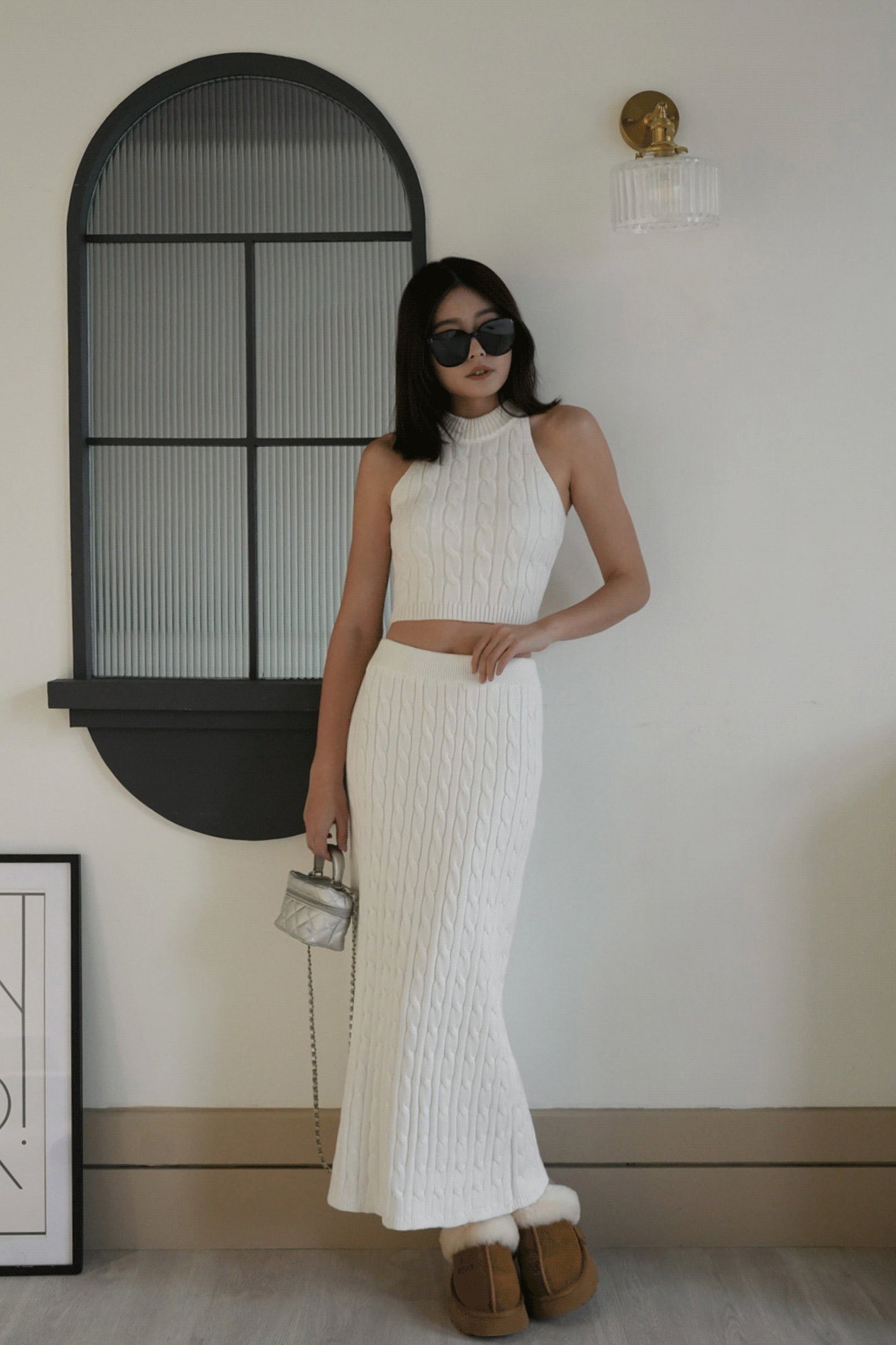 質感麻花針織長裙