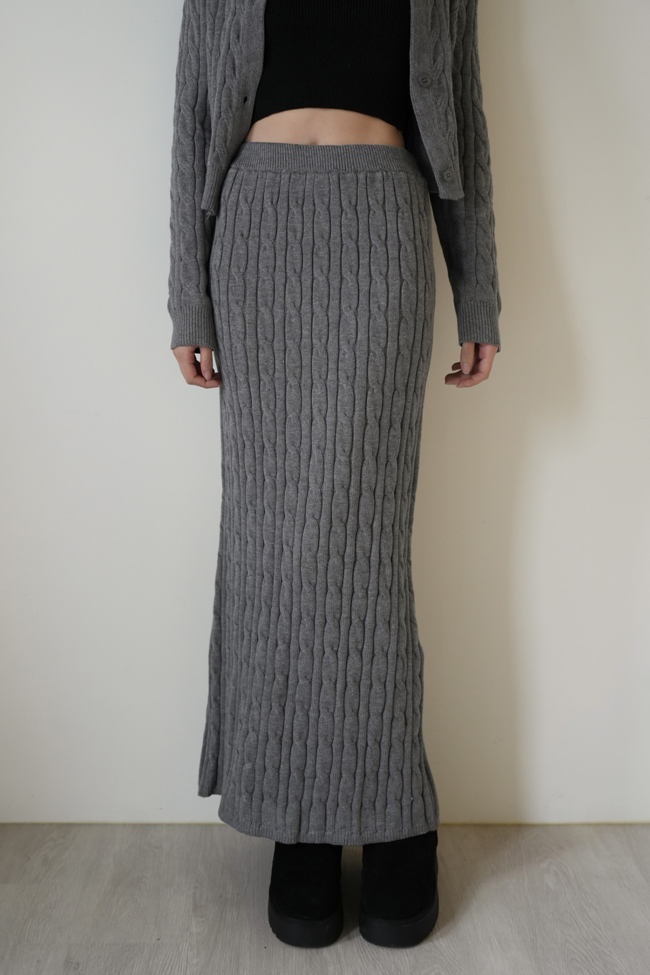 質感麻花針織長裙